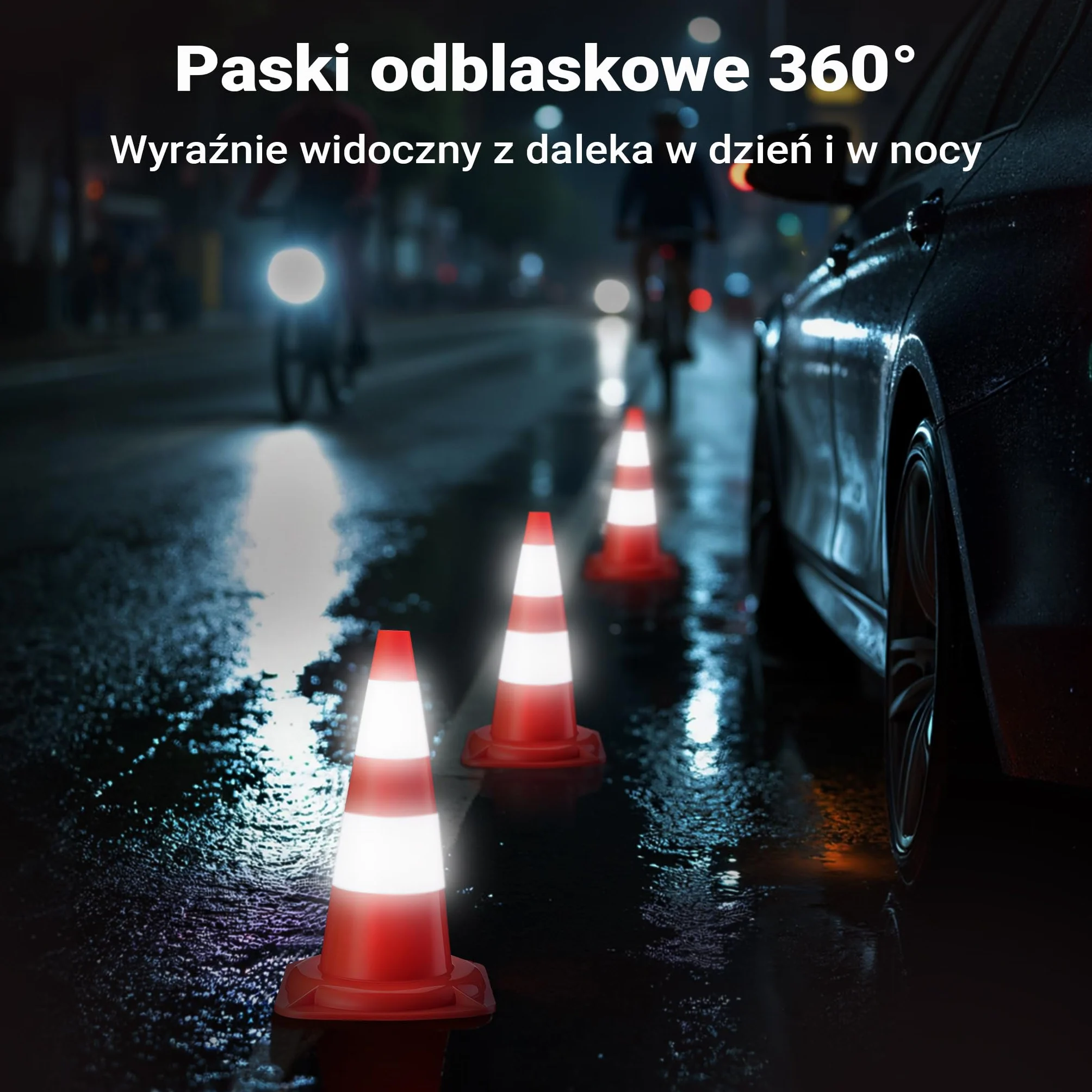 Wiltec Pachołek drogowy o wysokości 50 cm, pomarańczowy słupek, odblaskowy stożek ostrzegawczy z PVC do stosowania na placach budowy