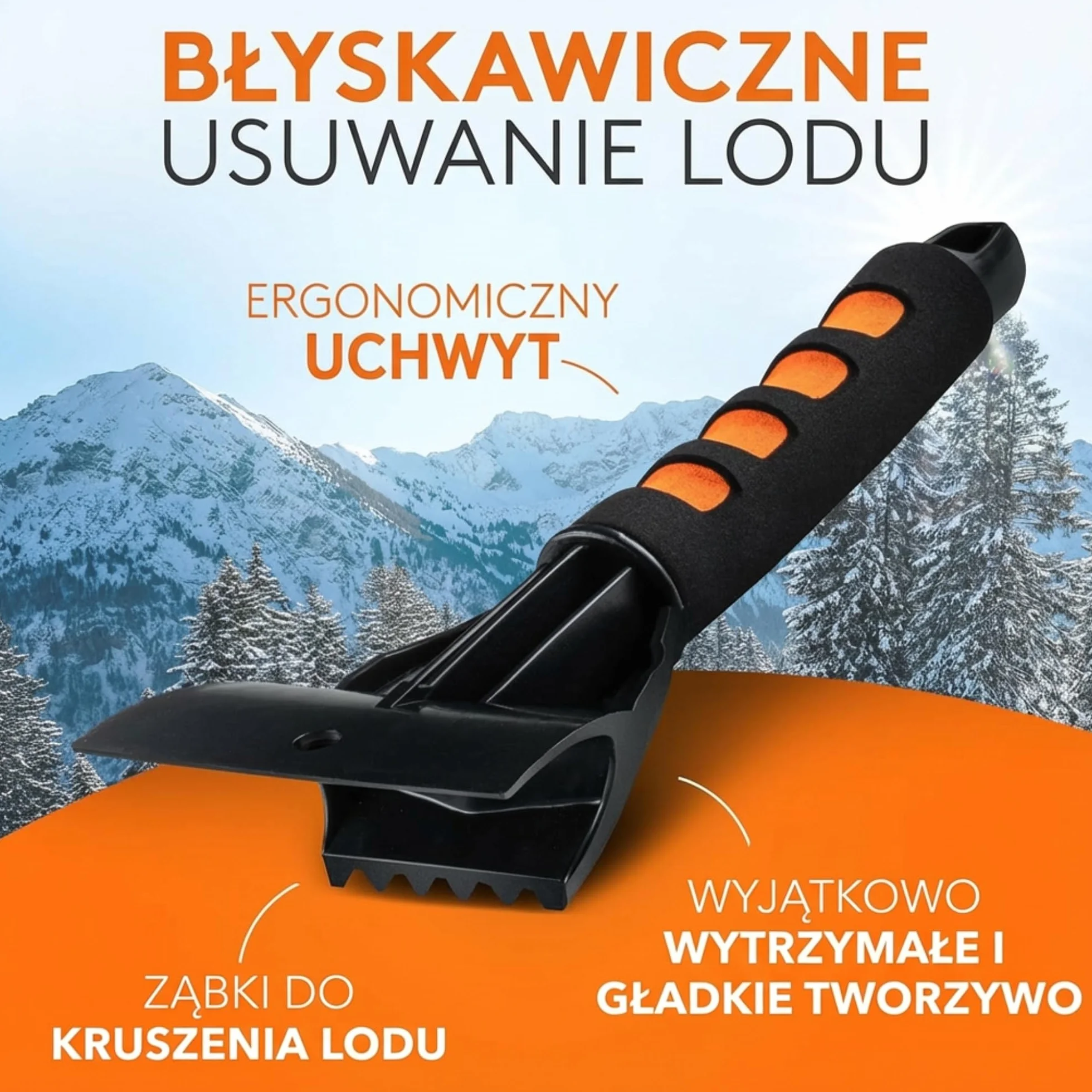 Werktal Skrobaczka samochodowa, ogrzewająca skrobaczka do szyb samochodu z rękawicą, ultraszybka, innowacyjna skrobaczka do szyb samochodowych z funkcją łamania lodu, stabilna skrobaczka do śniegu