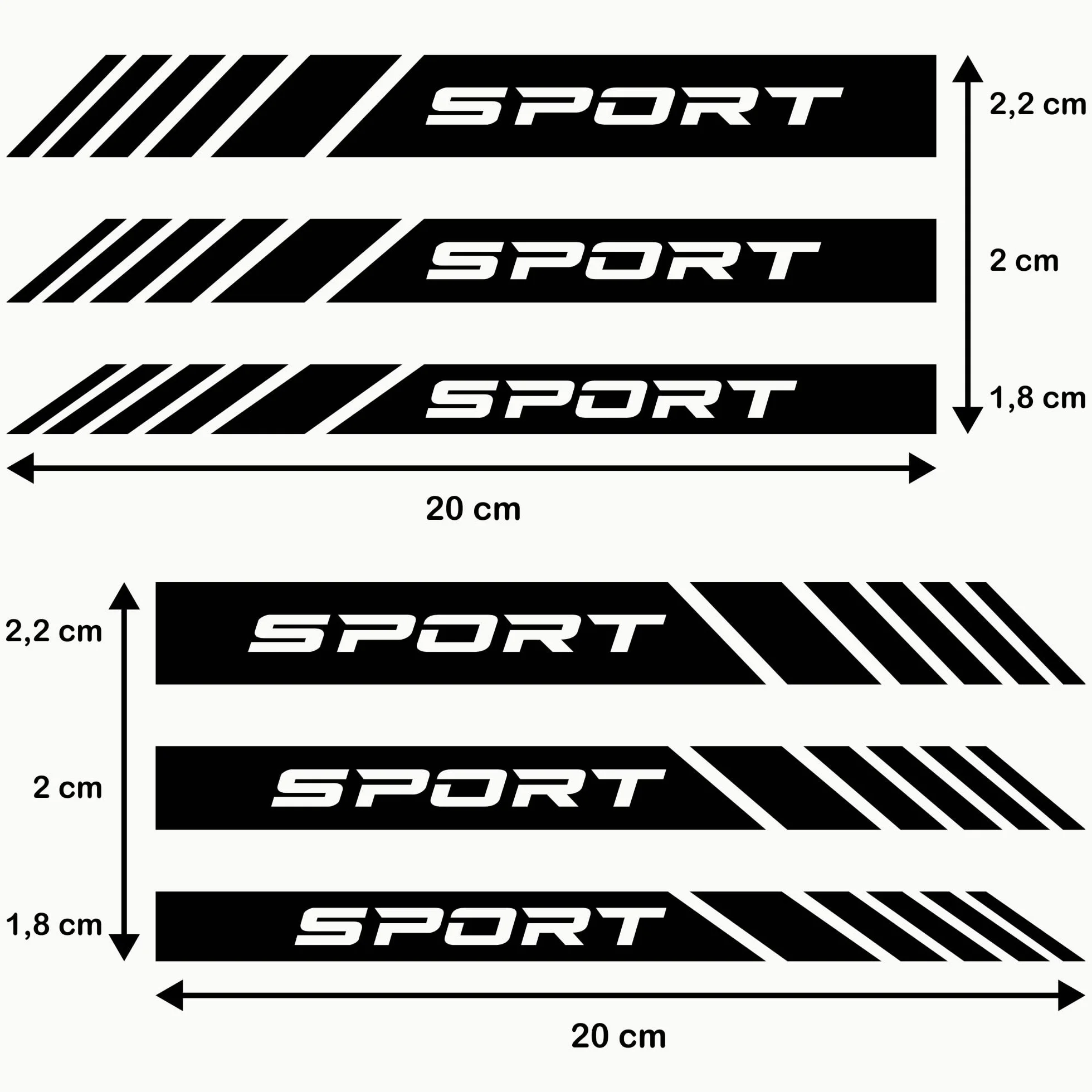 Naklejki na Lusterko Boczne Zestaw 6 Czarny Sportowy Design w Paski