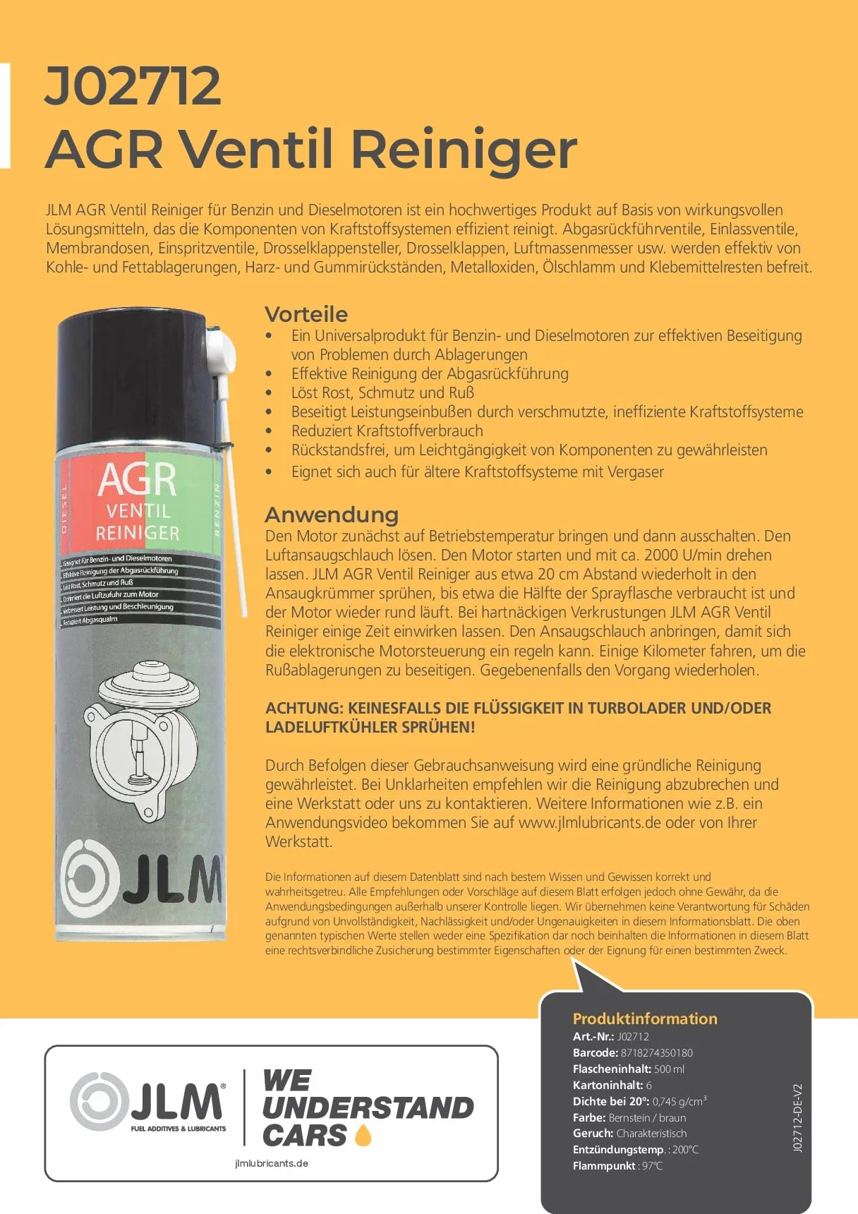 JLM J02712 Środek czyszczący zawór EGR Środek czyszczący przepustnicę System dolotu powietrza 500 ml
