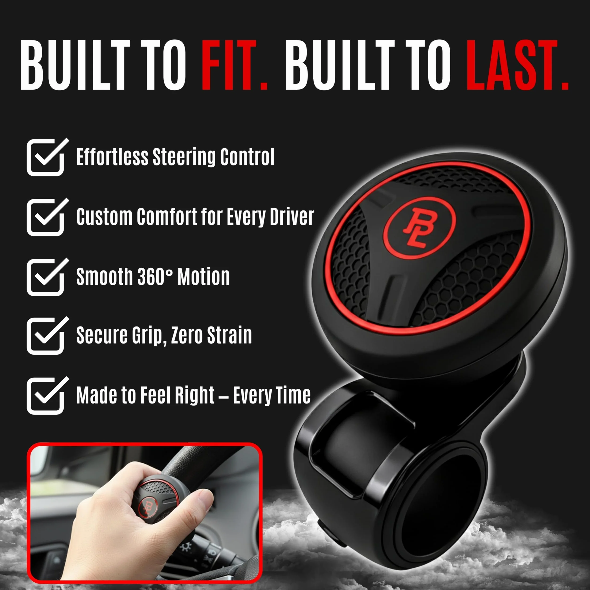 Bl Silicon Black Platinum Power Handle Car Steering Wheel Suicide Spinner Accessory Knob
