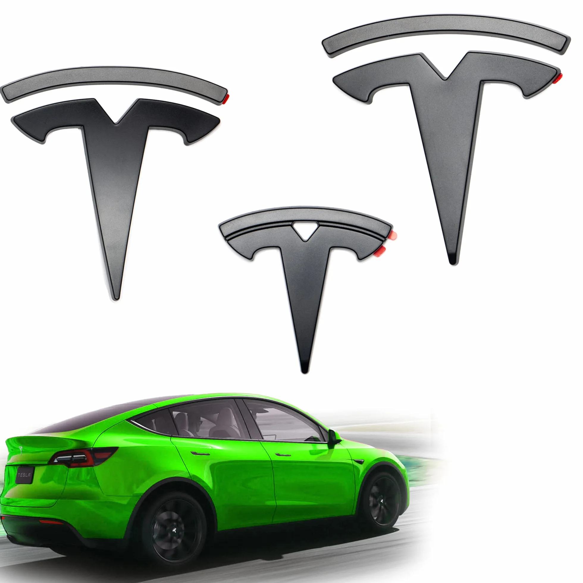 Emblemat z logo Tesla Model Y, czarny matowy, zestaw 3 sztuk