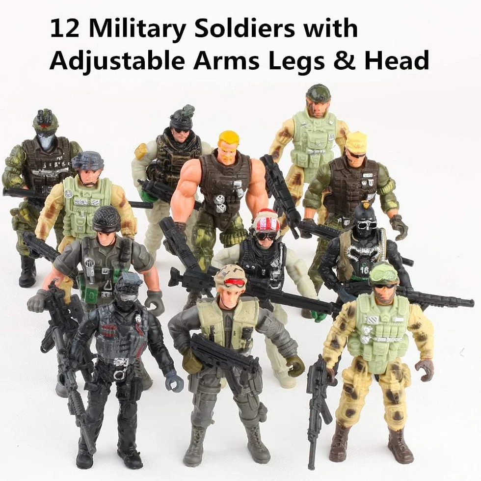 Special Forces Army Men Combat SWAT Soldier, figurki akcji, zabawka, żołnierze od 3 lat, z akcesoriami do broni wojskowej i zdejmowanymi nogami, regulowane najlepsze zabawki, figurki akcji
