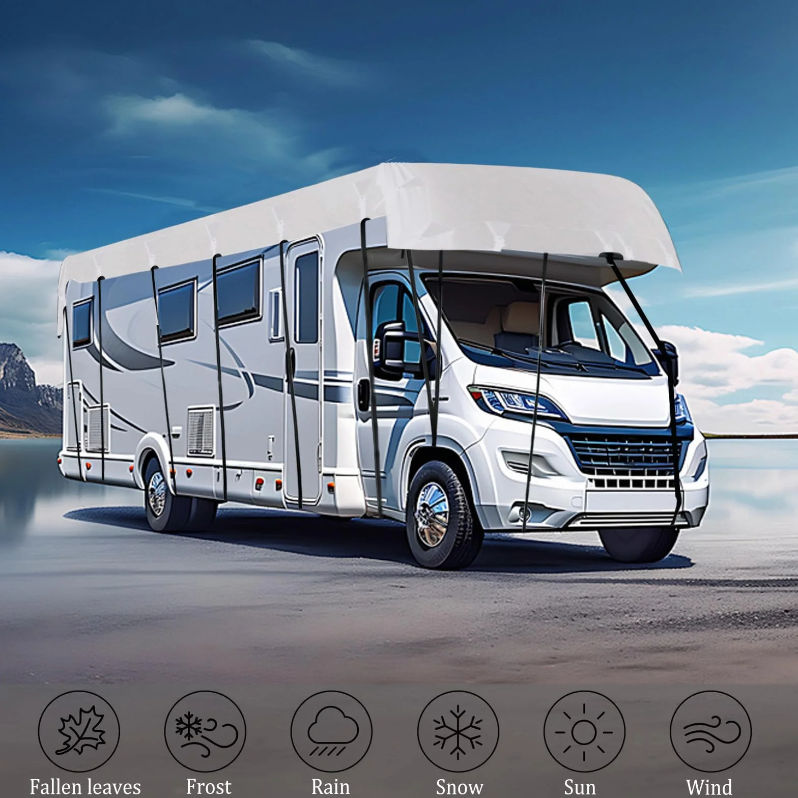 Pokrowiec na kamper Oxford 210D wodoodporny UV 7,5x3 m srebrny