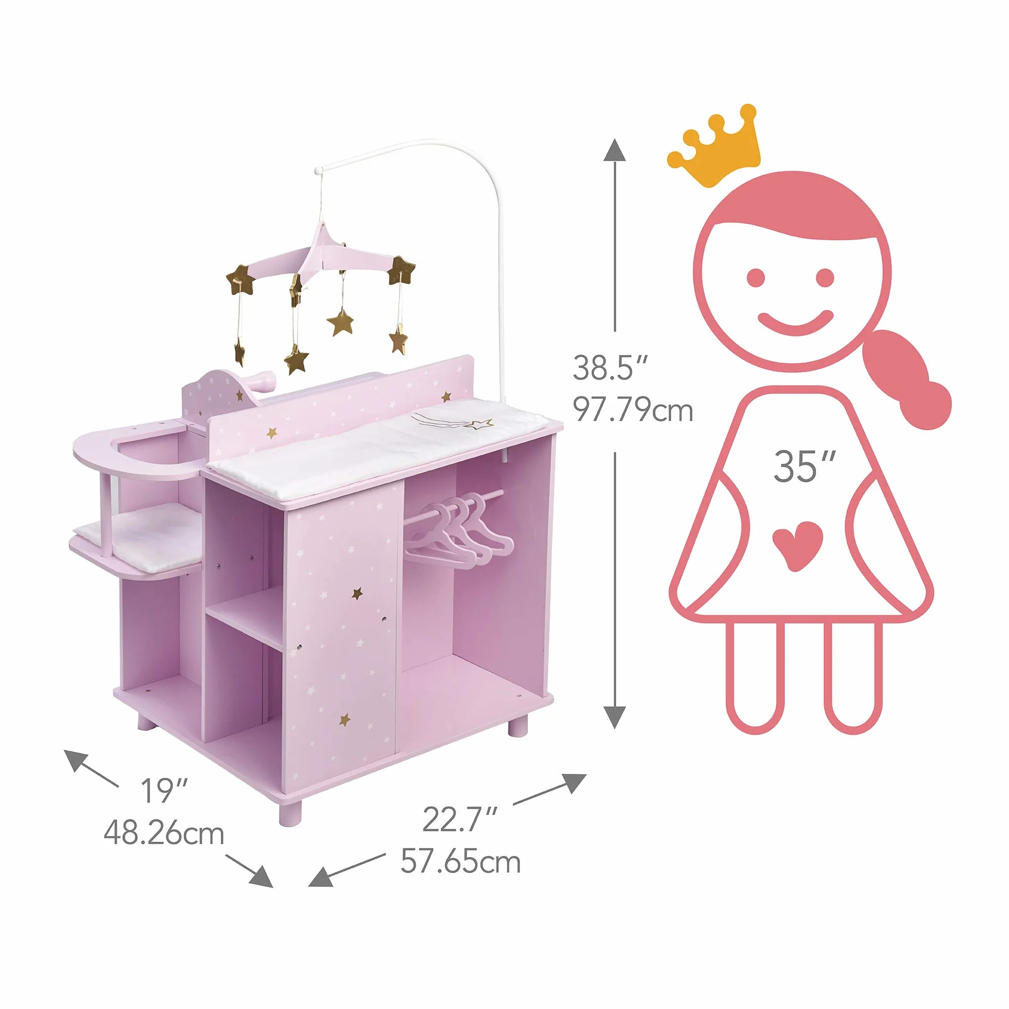 Olivia's Little World Liliowy Przewijak i Schowek dla Lalek TD-0203AP | Meble dla Lalek