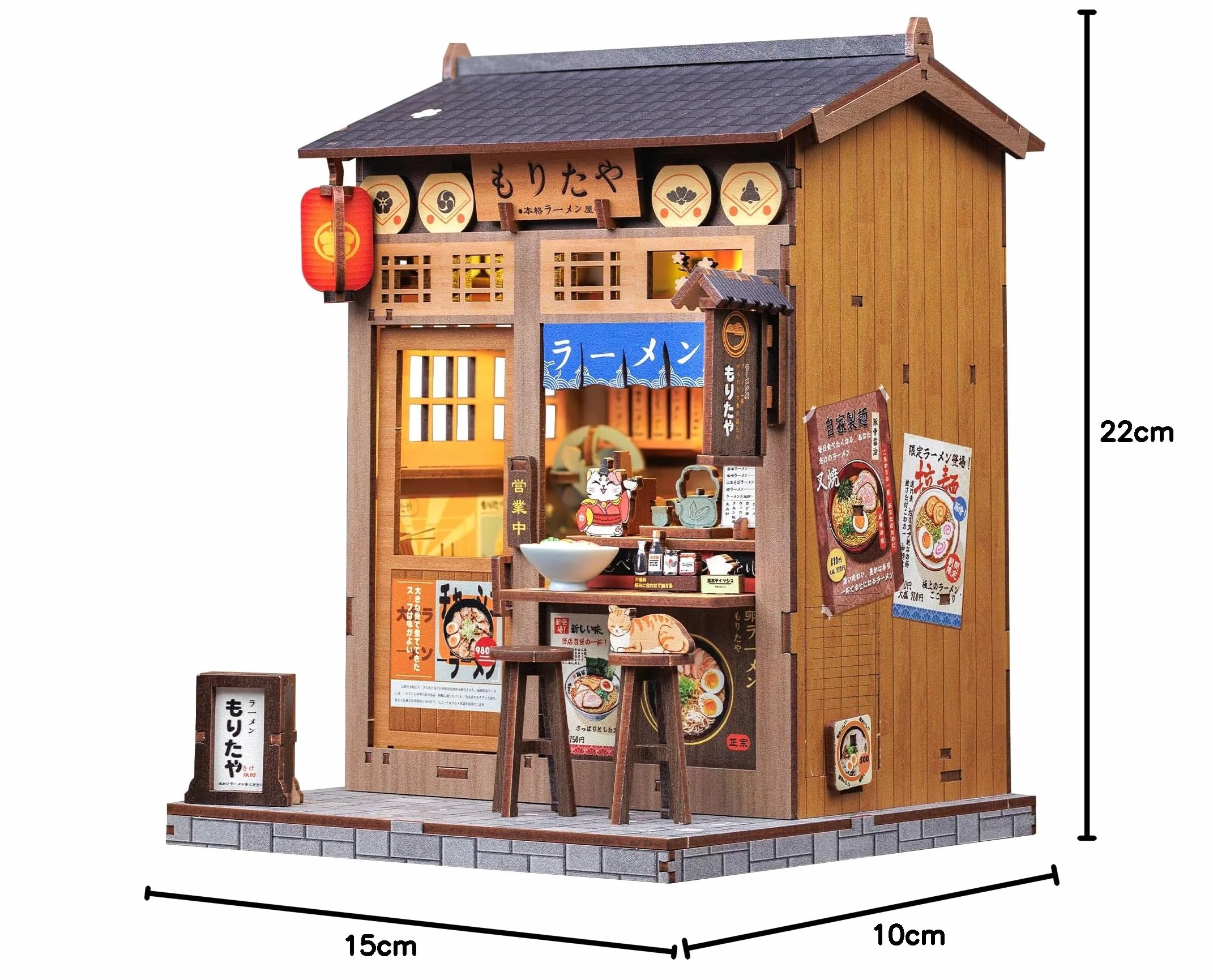 CUTEBEE Book Nook Kit-Domek dla Lalek dla Dorosłych,Przytulna Japońska Noodle Bar,DIY Miniaturowy Dom z Oświetleniem LED,Deko na Półkę,Idealny Prezent (Morita-Ya)