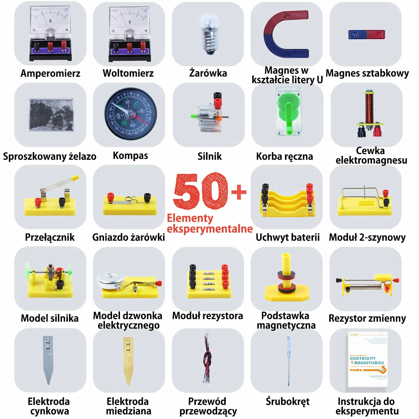 Teenii Zestaw Naukowy Elektromagnetyzmu dla Dzieci 8-16 Lat, Zestaw Eksperymentów Fizycznych STEM z Silnikiem, Elektromagnesem i Obwodami, Nauka Elektryczności i Magnetyzmu