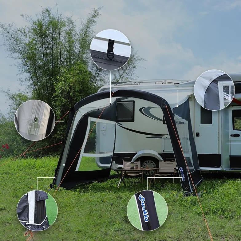 Wanderer II nadmuchiwana ochrona przed słońcem do przyczep kempingowych, kamperów, kompatybilna z multimodalnym Glamping Awning (szara, panel boczny) x 2