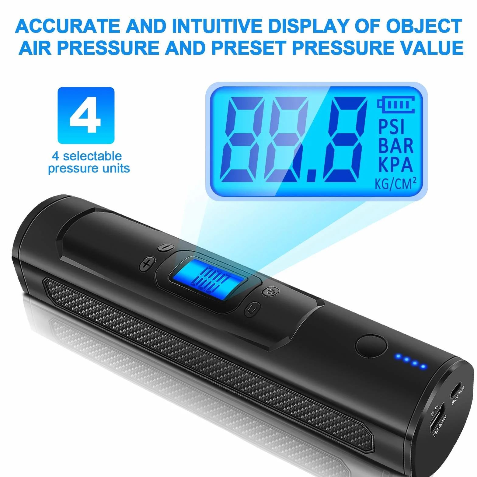 Elektryczny kompresor powietrza przenośna pompa do opon 150 Psi z wyświetlaczem LCD LED