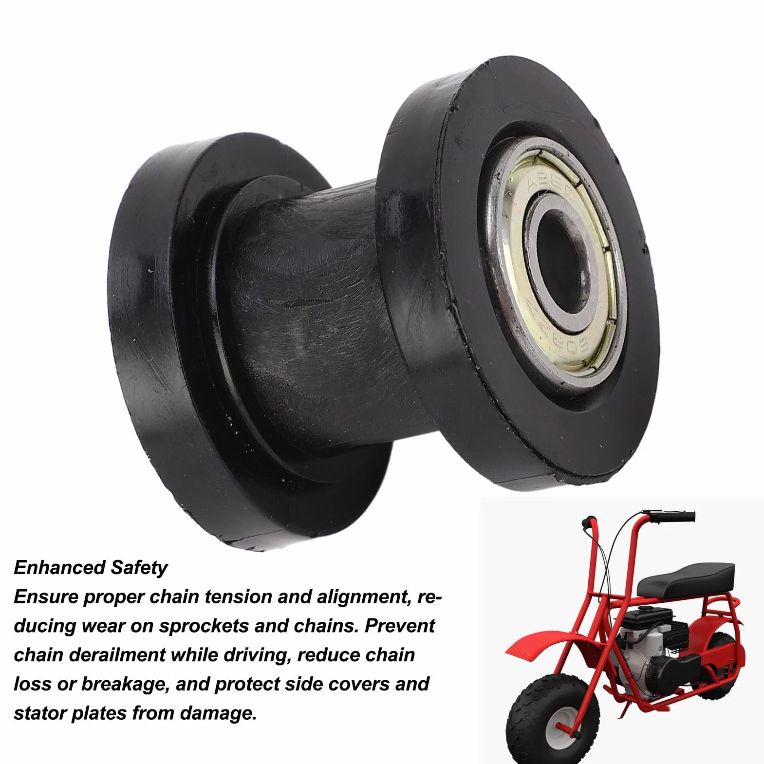 Rolka Napinacza łańcucha, Rolka Napinacza łańcucha Rolka Napinacza łańcucha Rolka Prowadząca Wymiana Koła dla Baja Doodle Dirt Racer Mini Bike (BLACK)