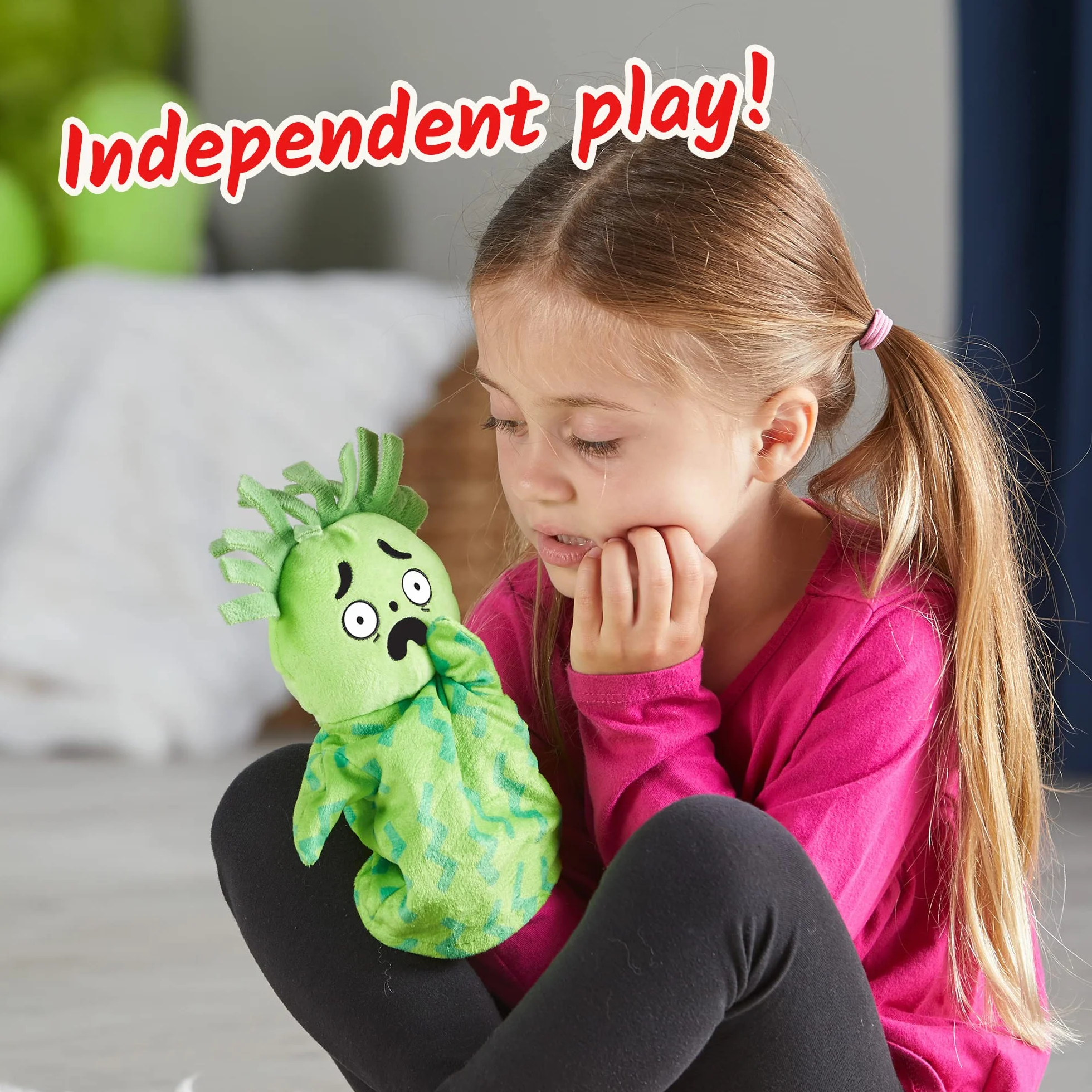 Learning Resources Zestaw Pacynek Feelings Family, Pacynki dla dzieci, Nauka o uczuciach, 5 pacynek wyrażających emocje, Radość, Smutek, Zaskoczenie, Złość i Strach