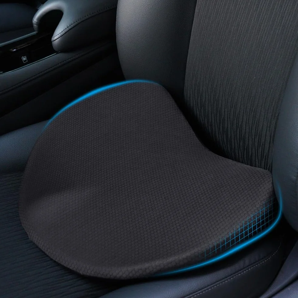 Ainiv Poduszka z pianki memory foam na siedzenie samochodu, korektor na kość ogonową, czarna