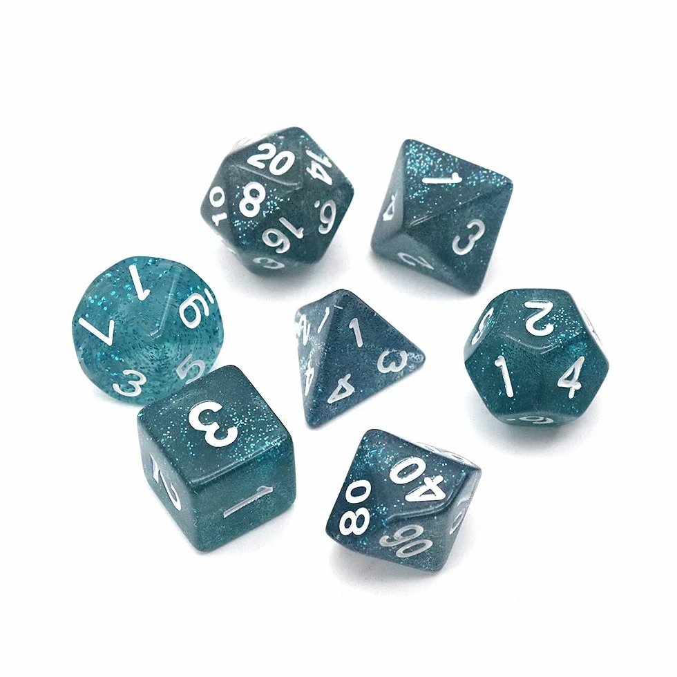 DollaTek Glitter Point Polyhedral Dice Set Gry sto?owe Ko?ci 3 zestawy ko?ci 3 x 7 (21 sztuk) Die Series D20 D12 D10 D8 D6 D4 DND DND RPG MTG Double Colors One Piece (niebieski)