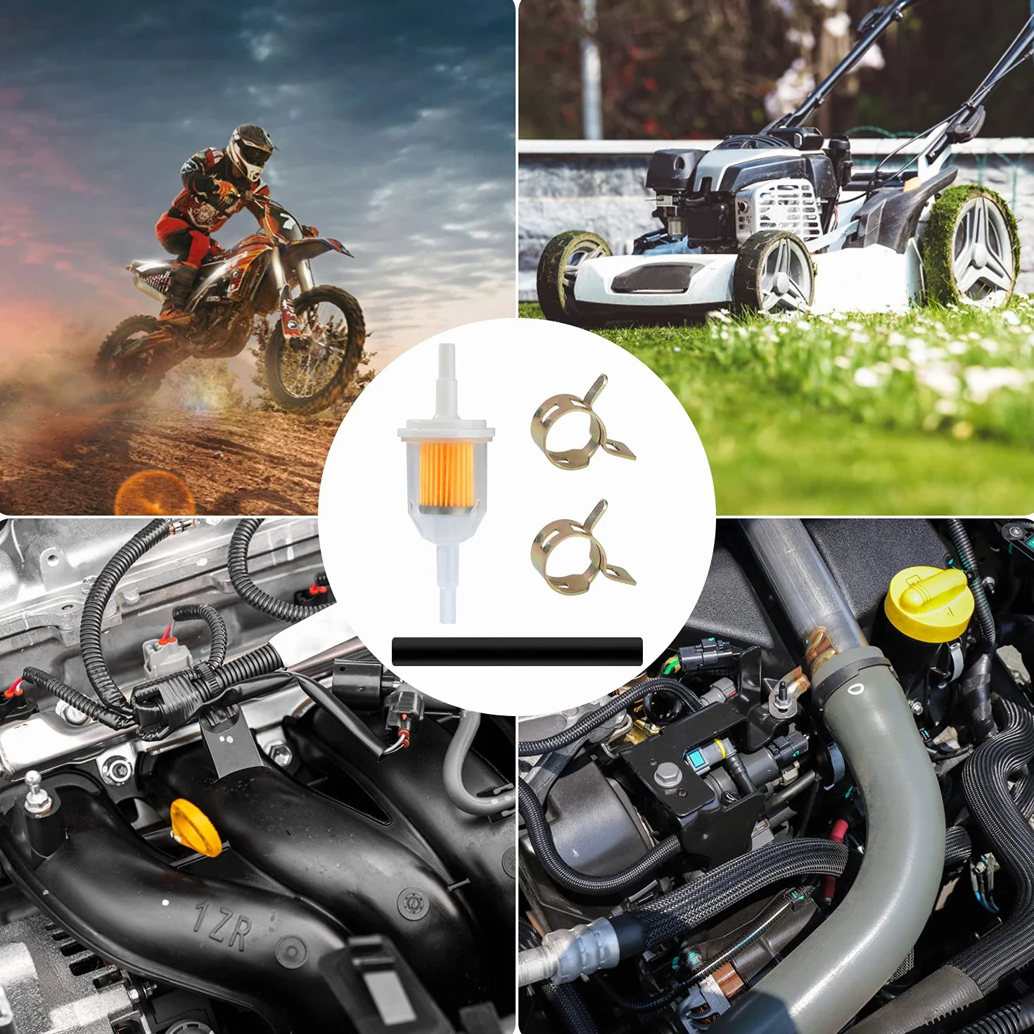 Zestaw filtrów węża paliwowego 6 mm linia benzynowa 2 m z 6 mm/8 mm filtrami paliwa i opaskami zaciskowymi do motocykla skutera kosiarki 13 sztuk