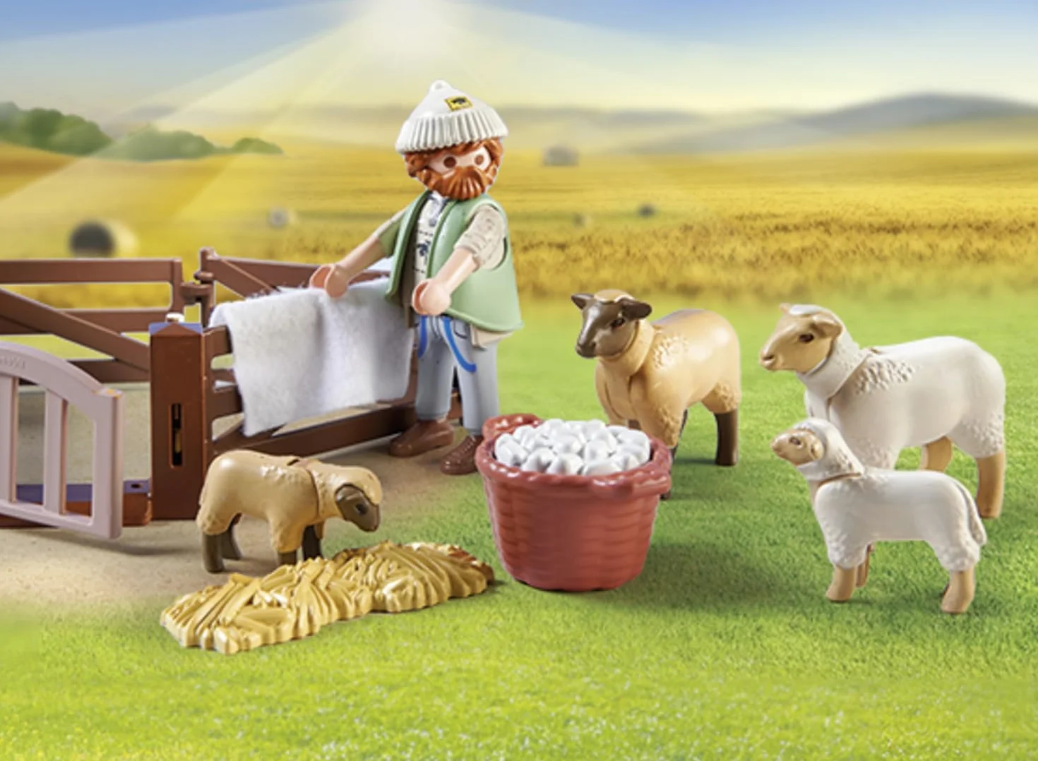 PLAYMOBIL Country 71444 Młody owczarz z owcami, border collie, maszynką do strzyżenia owiec i słomą. Zabawne i pomysłowe odgrywanie ról, zabawki dla dzieci w wieku od 4 roku życia