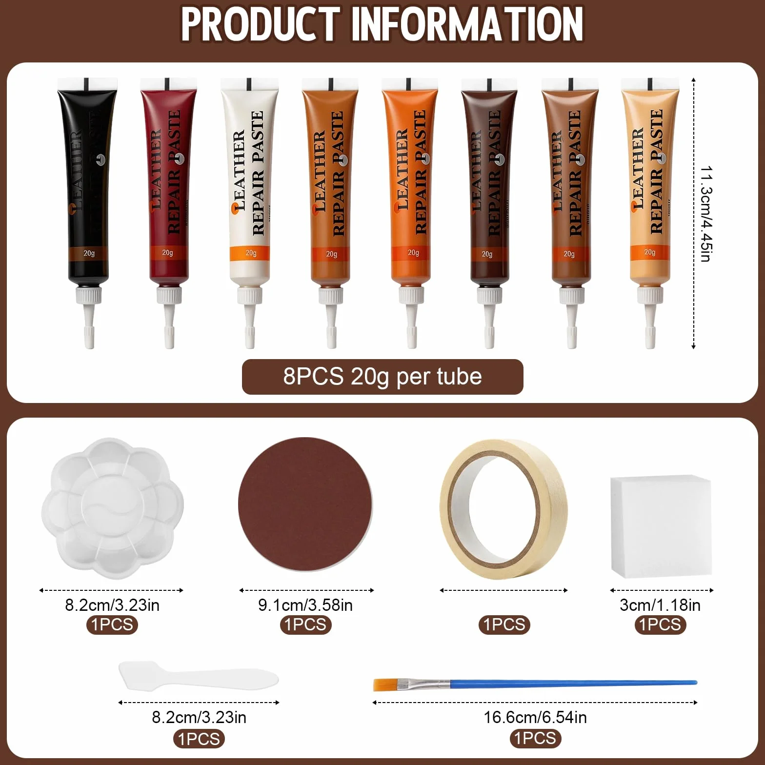 Zestaw do Naprawy Skóry 8 Częściowy 8 Kolorów Krem Naprawa Ekoskóry do Sof Foteli Butów