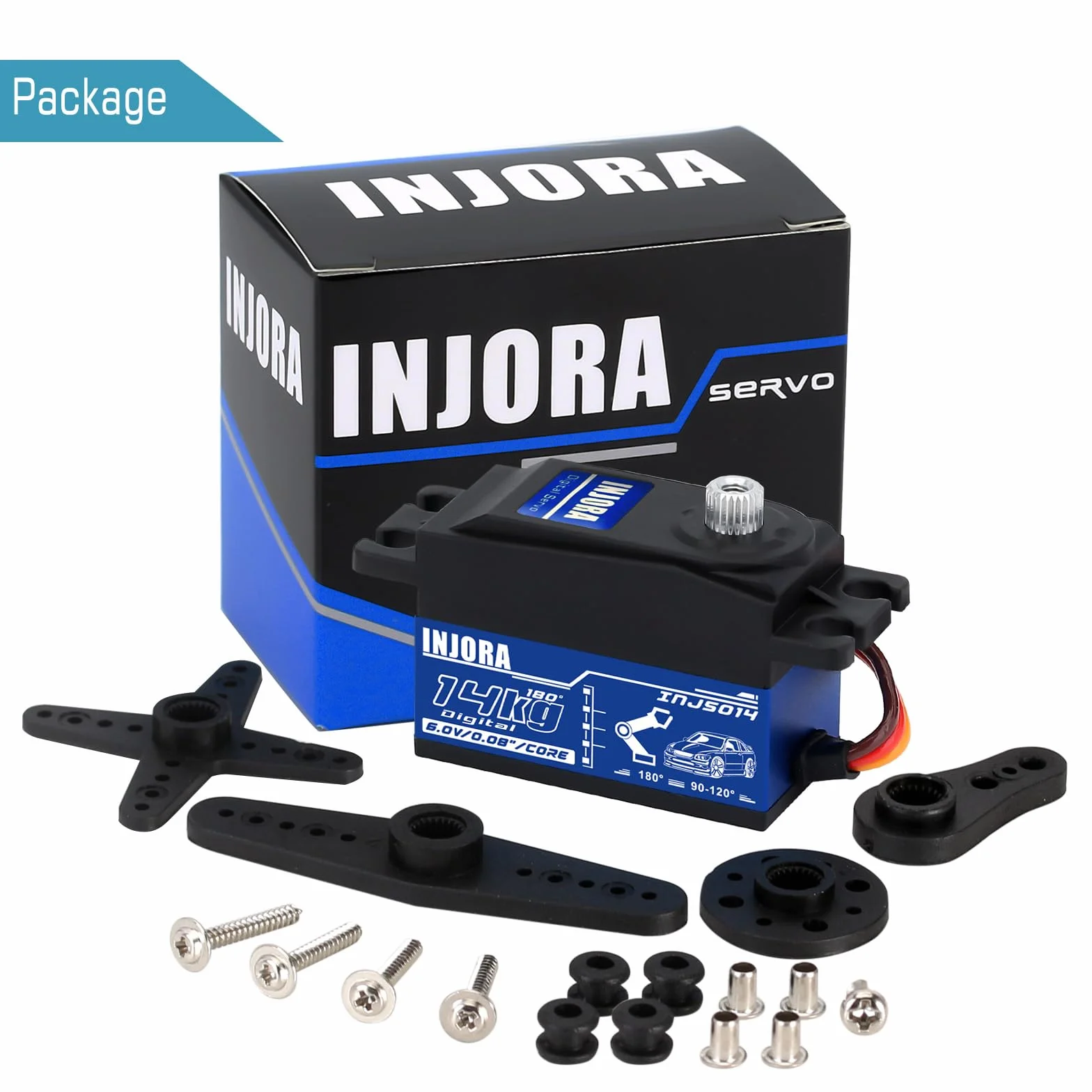 INJORA 14KG Low Profile Wing High Torque Digital Servo z ramieniem 25T do 1/10 1/12 RC Pojazdy Drift Drogowe śmigłowce i samoloty ze stałym skrzydłem