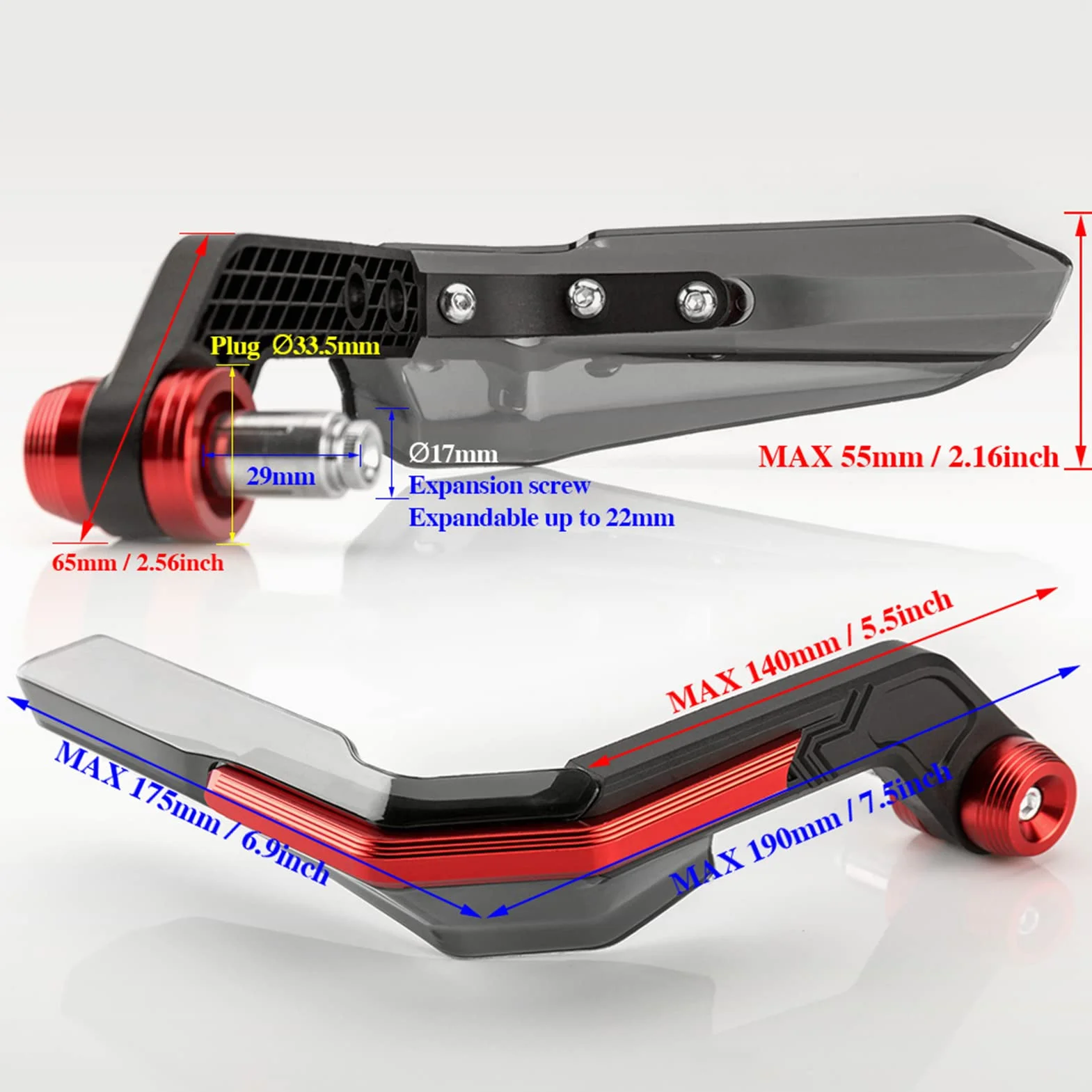 Shkalacar Motocyklowe osłony dłoni motocyklowe anodowane uniwersalne osłony kierownicy 7/8 cala, 1 para