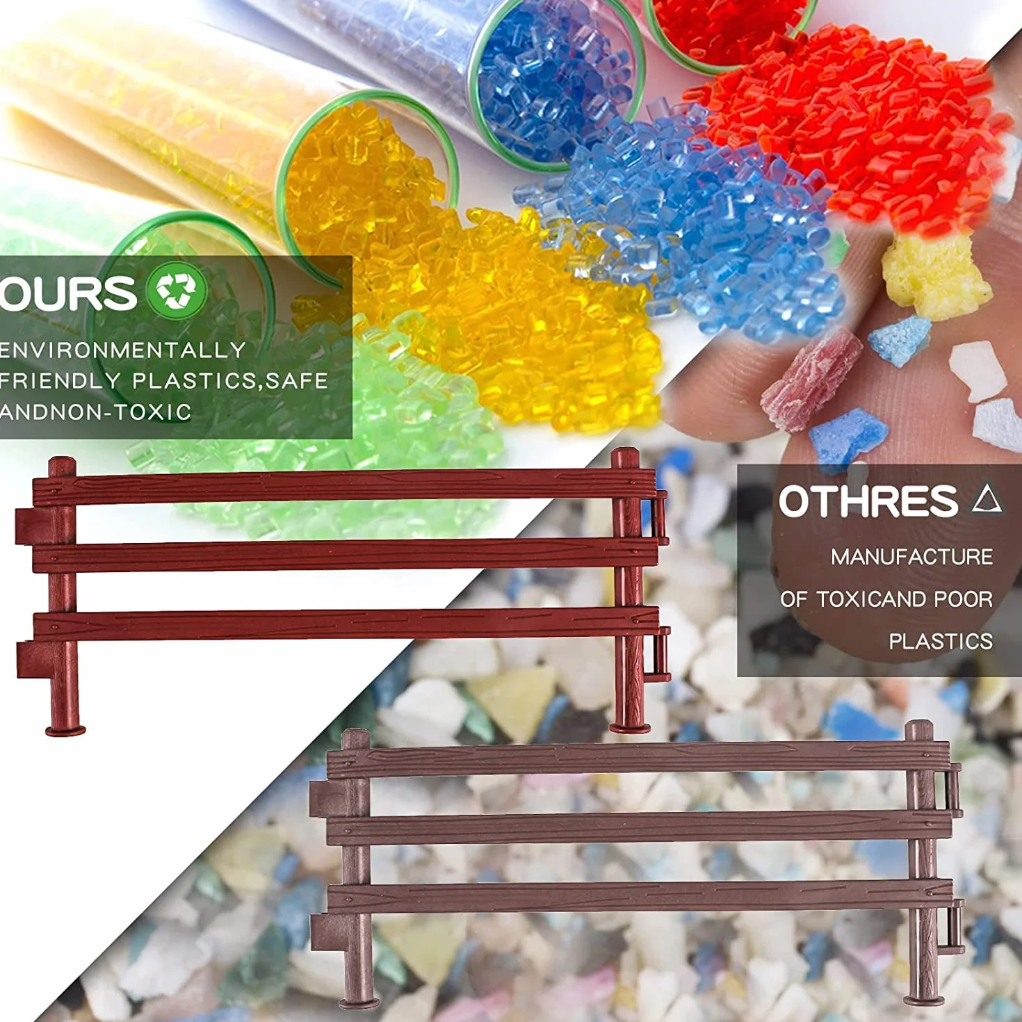 Ogrodzenie zabawki Playset akcesoria do ogrodzenia 20szt plastikowe zabawki ogrodzenia gospodarstwa prezent edukacyjny mikro dekoracje krajobrazu (brązowy)