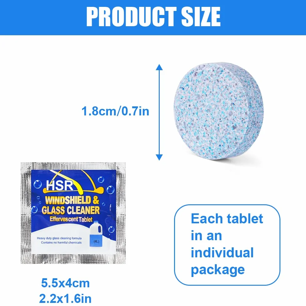 URAQT Tabletki musujące do szyb samochodowych, Tabletki musujące do szyb samochodowych, Tabletki do spryskiwaczy samochodowych, Środek do czyszczenia szyb samochodowych do szyb, ekranów (75)