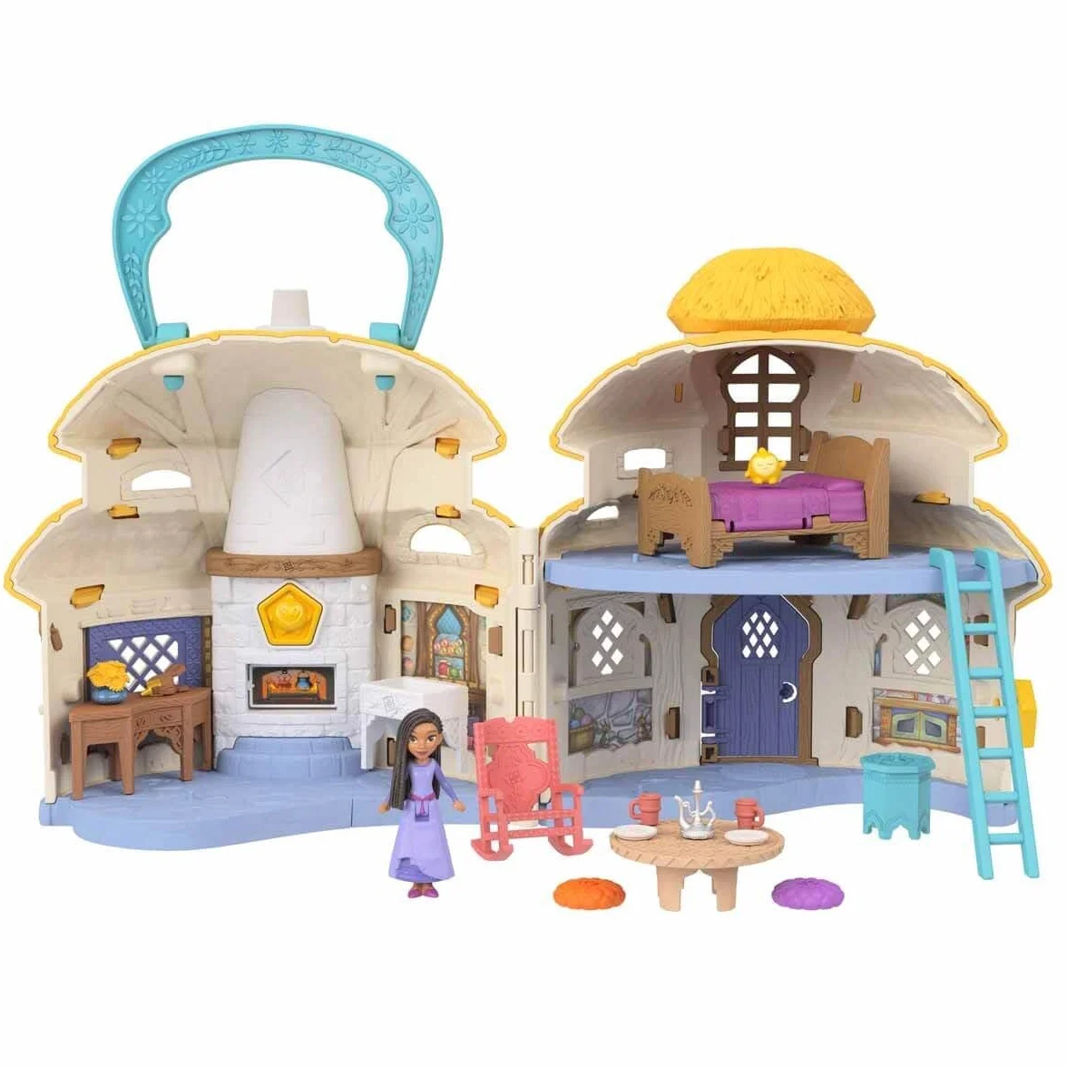 Mattel Disney Życzenie Domek Ashy z Rosas Zestaw z domkiem dla lalek, minilalką, figurką Gwiazdki i 15 akcesoriami (takimi jak mebelki) HRH76