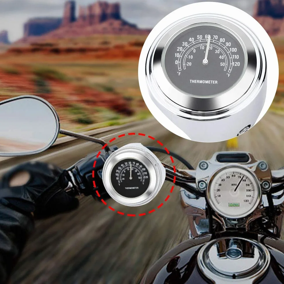 Termometr do montażu na kierownicy, powłoka galwaniczna Wodoodporny termometr ze stopu aluminium do montażu na kierownicy do motocykla do motocykla(Czarny)