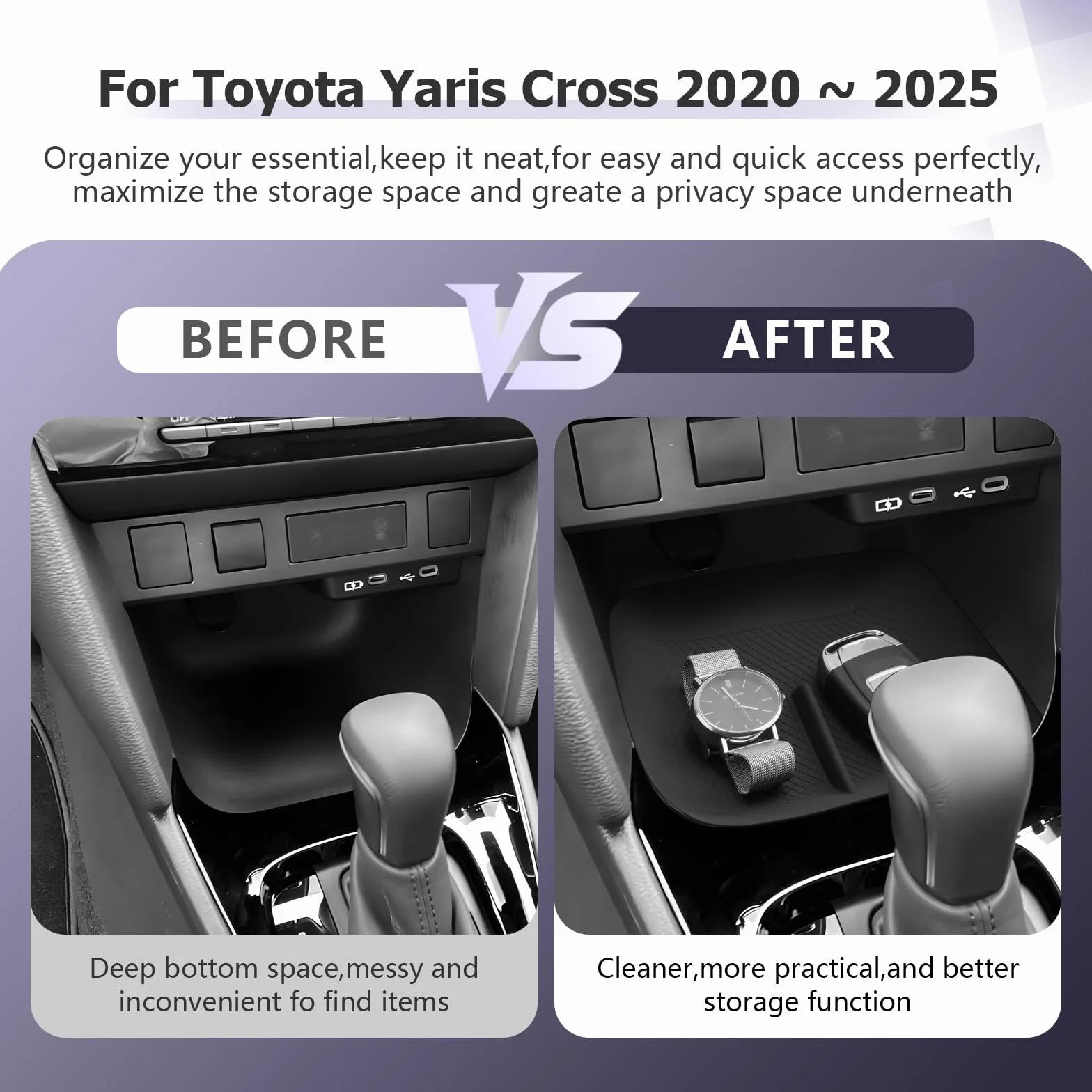 Mata gumowa kompatybilna z Toyota Yaris Yaris Cross Hatchback GR 2020-2025, antypoślizgowa, akcesoria