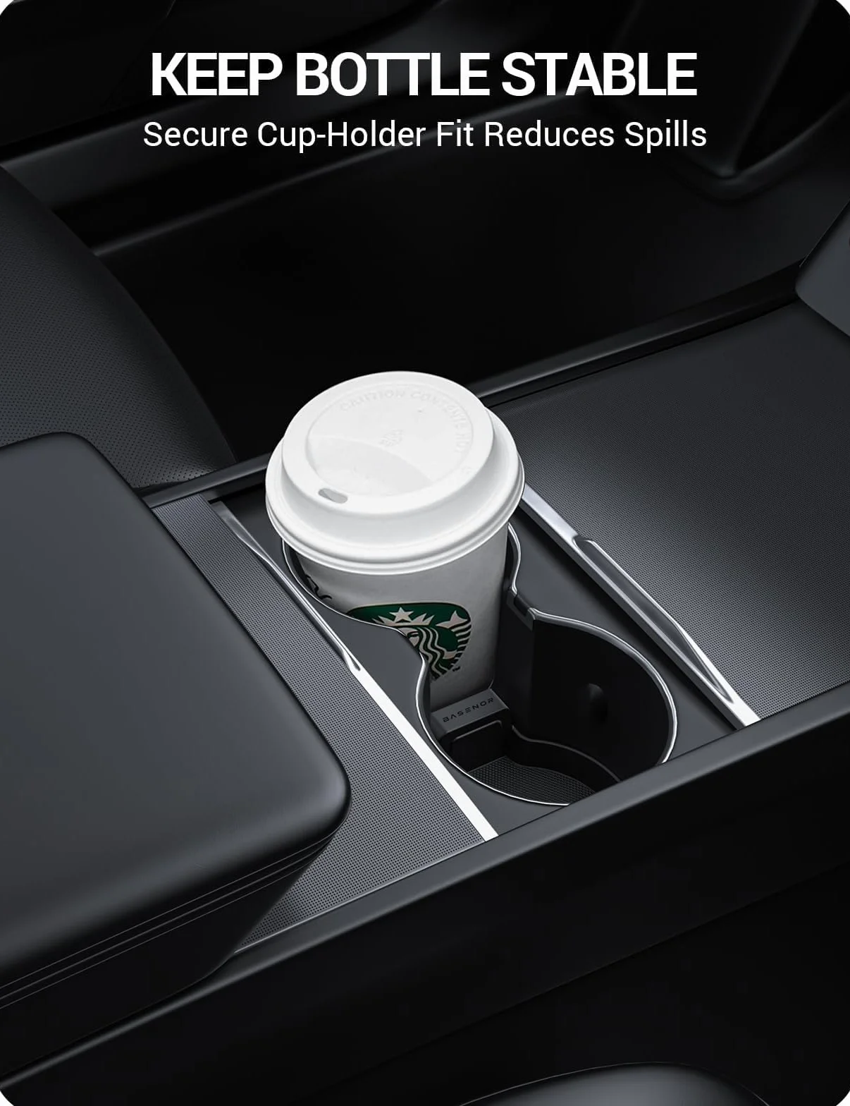 BASENOR 4PCS 2026 Tesla Model Y Model 3 Taca organizacyjna do konsoli środkowej, schowek w podłokietniku z uchwytem na kubek do modeli 2025 2026 Model Y Juniper 2024-2026 Tesla 3 Highland Akcesoria