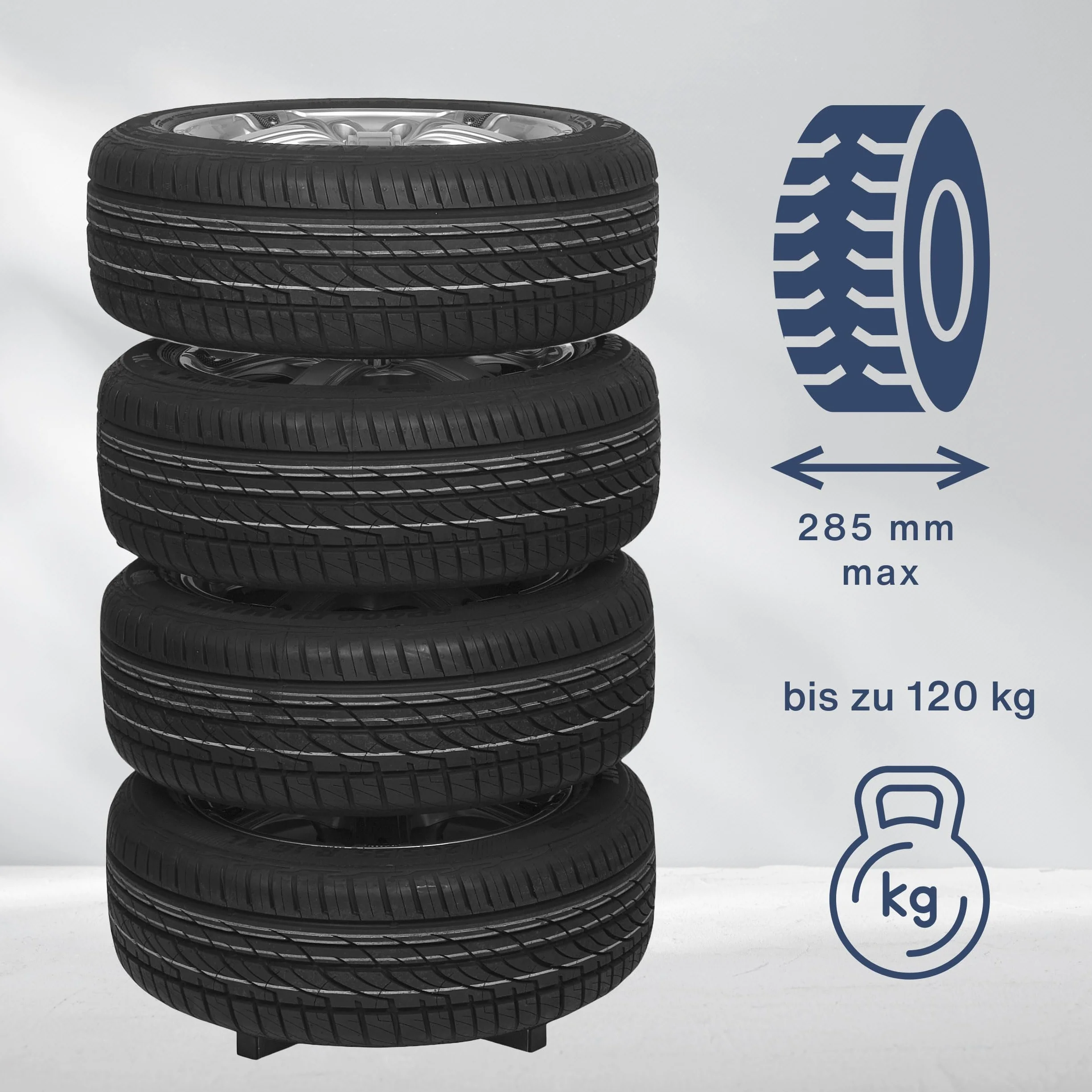 Cartrend stojak na opony XL maks. udźwig 120 kg, pasuje do wszystkich popularnych felg i opon do 285 mm czarny