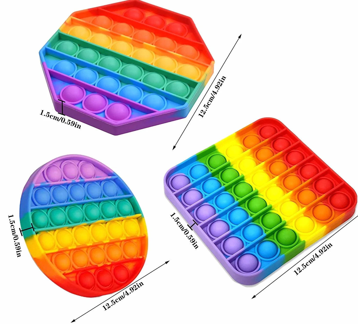 Nuyoah Push-Pop Pop Bubble sensoryczna zabawka sensoryczna Fidget Toy 3 sztuki, redukuje stres i lęk, specjalne potrzeby, łagodzenie lęku