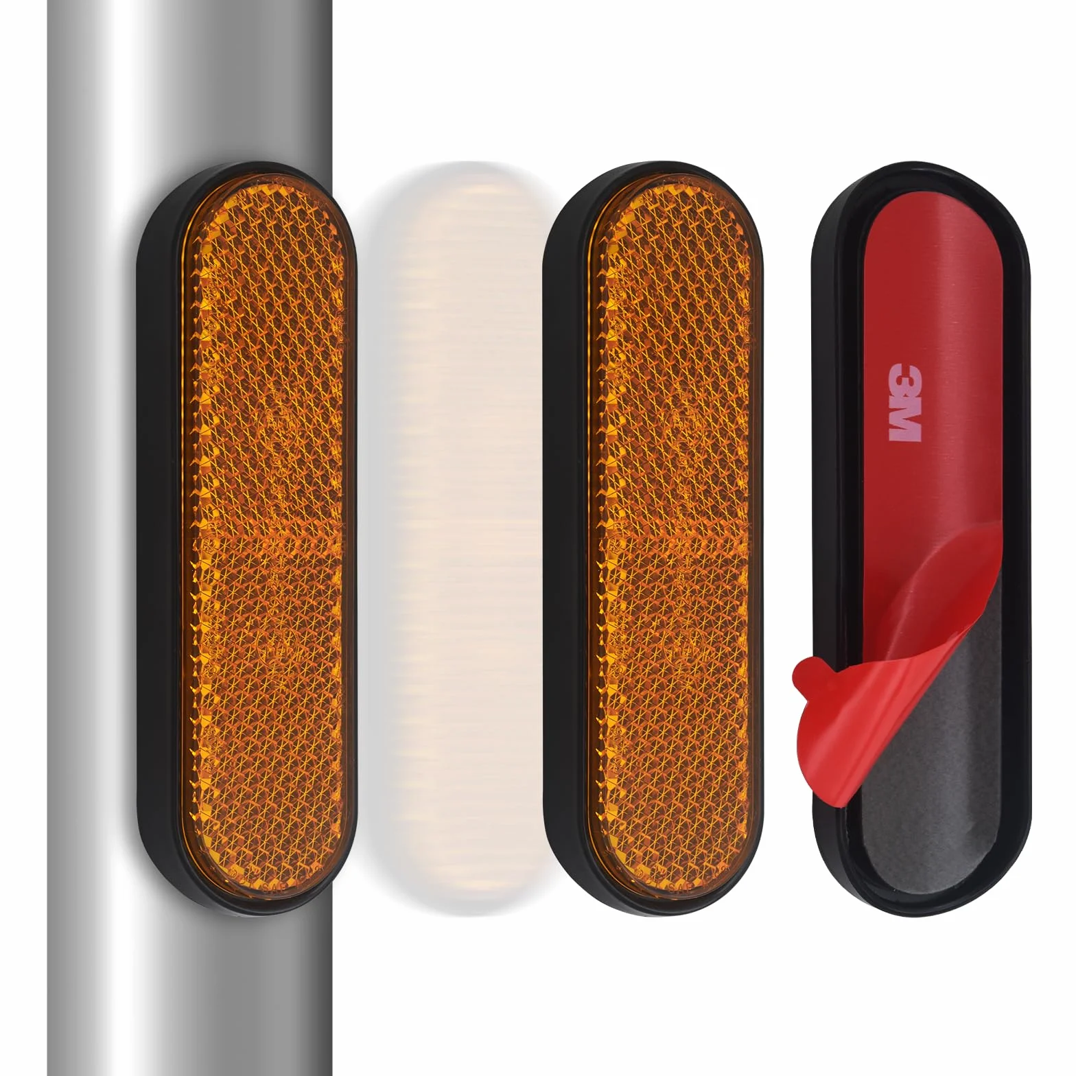 Reflektor boczny samoprzylepny 100x24x8mm Żółty Pomarańczowy E4 do motocykla roweru skutera