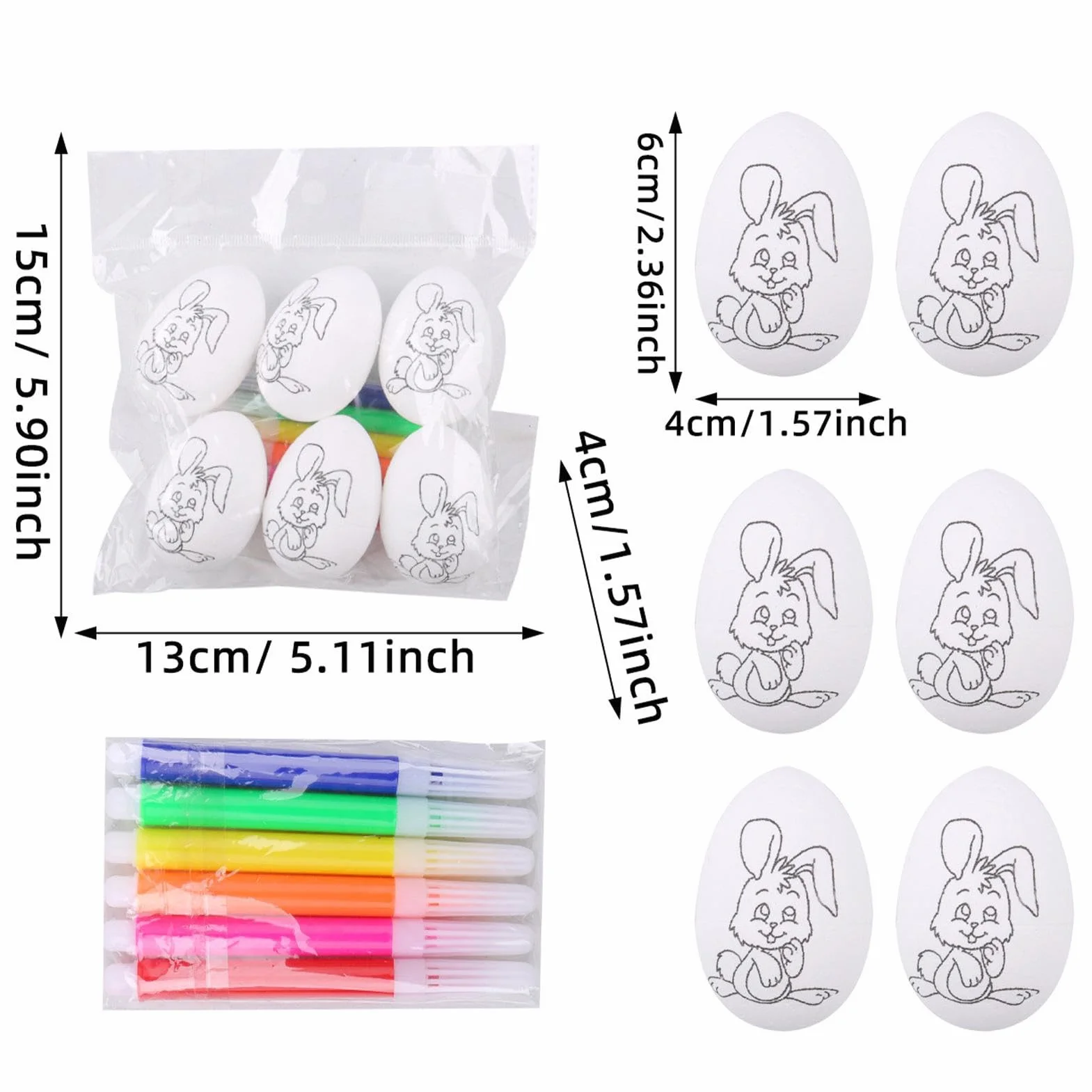 Easter Egg Painting Kit, Arts and Crafts Dye Coloring Set, 6x Easter Egg Hunt Activity, 2.36x1.57x1.57 Inches Creative Spring Basket Stuffers for Girls and Boys