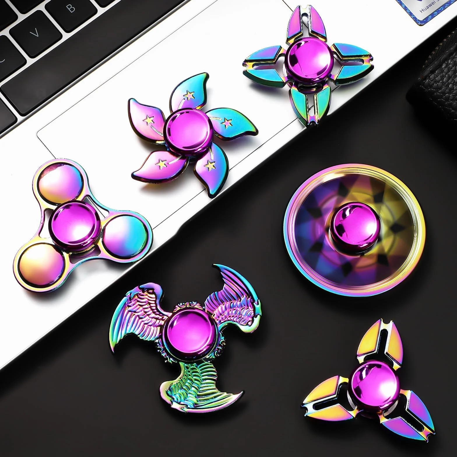 SCIONE Zestaw 6 metalowych fidget spinnerów - Premium zabawki sensoryczne na ADHD i łagodzenie niepokoju | Ciche zabawki dla dzieci i dorosłych | Prezent urodzinowy i imprezowy