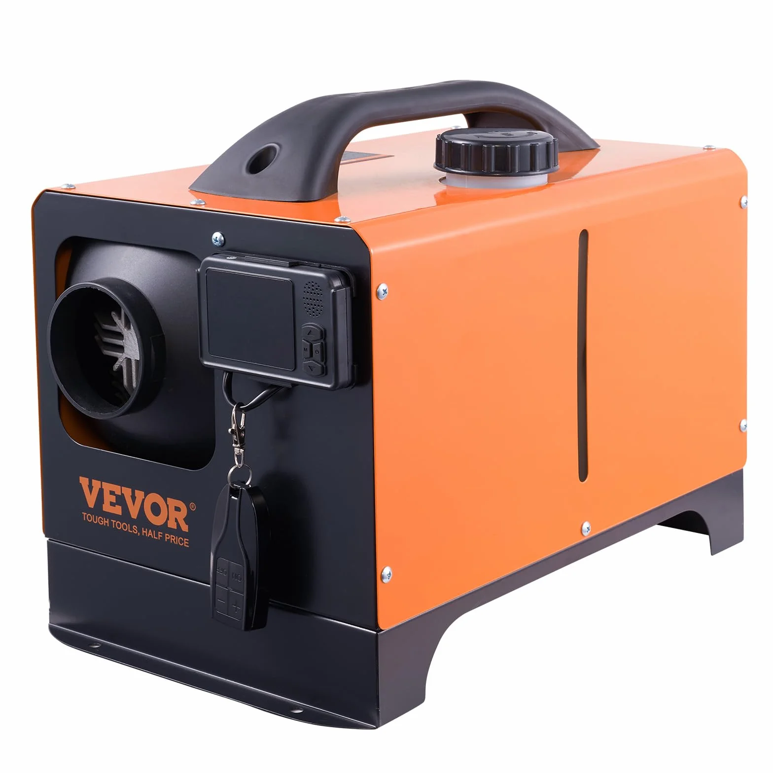 VEVOR Przenośny podgrzewacz oleju napędowego All-in-One 12 V 5 kW Podgrzewacz powietrza Diesel 0,16-0,52 l/h 8 ~ 36 °C Regulowany 15-20 m² LCD Bluetooth Pilot Zdalnego Sterowania 5L Zbiornik do