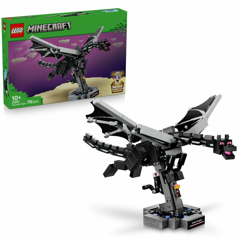 LEGO Minecraft Smok Kresu, zabawka konstrukcyjna dla dziecka, zestaw z gry, ruchoma figurka ze skrzydłami, gamingowy prezent dla chłopca lub dziewczynki od 10 lat 21595