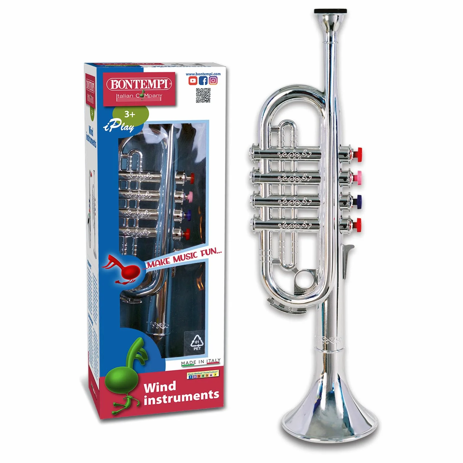 Bontempi Trąbka Dla Dzieci, Srebrny, 38 cm, 32 3831