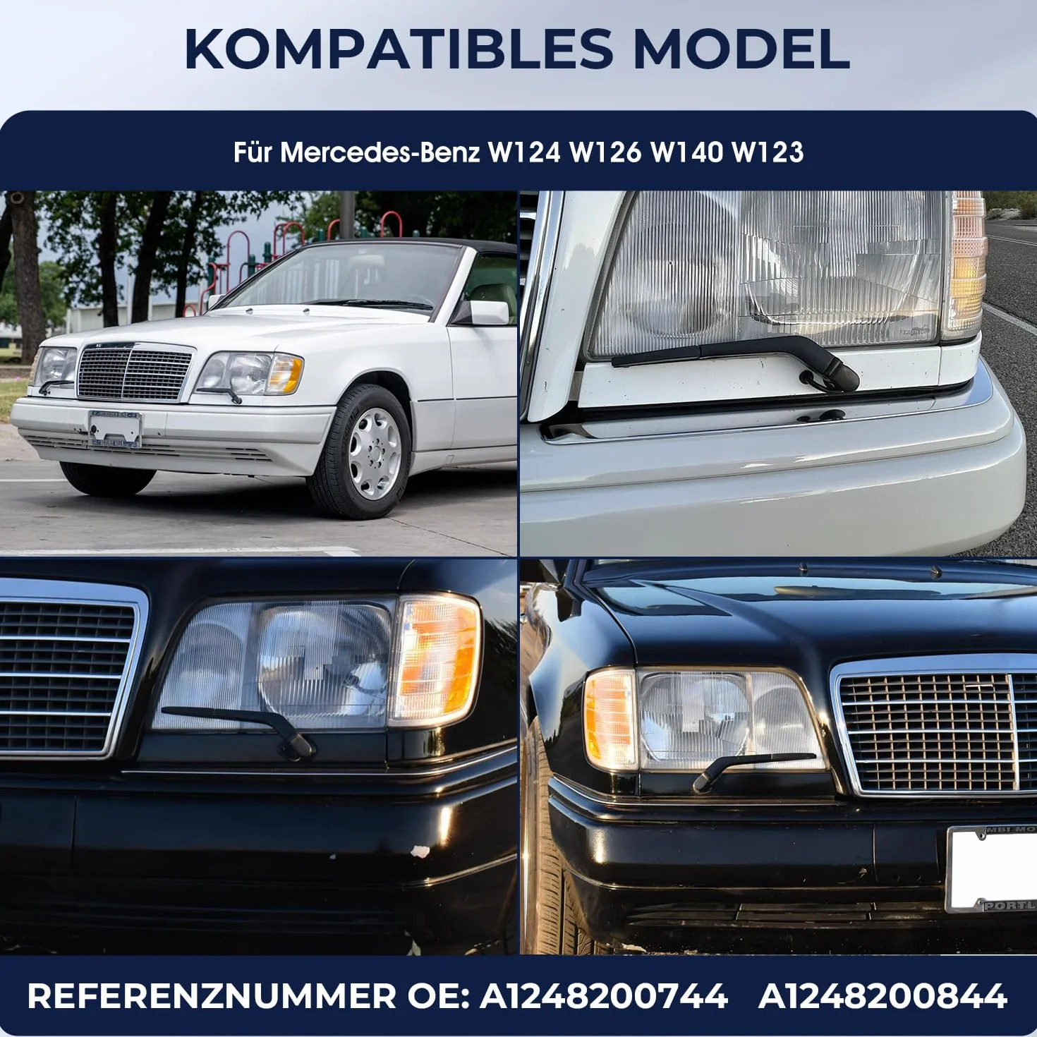 GEARMONSTER Główny reflektor ramienia wycieraczki zestaw 2 wycieraczek do reflektorów M-ercedes-Benz W124 W126 W140
