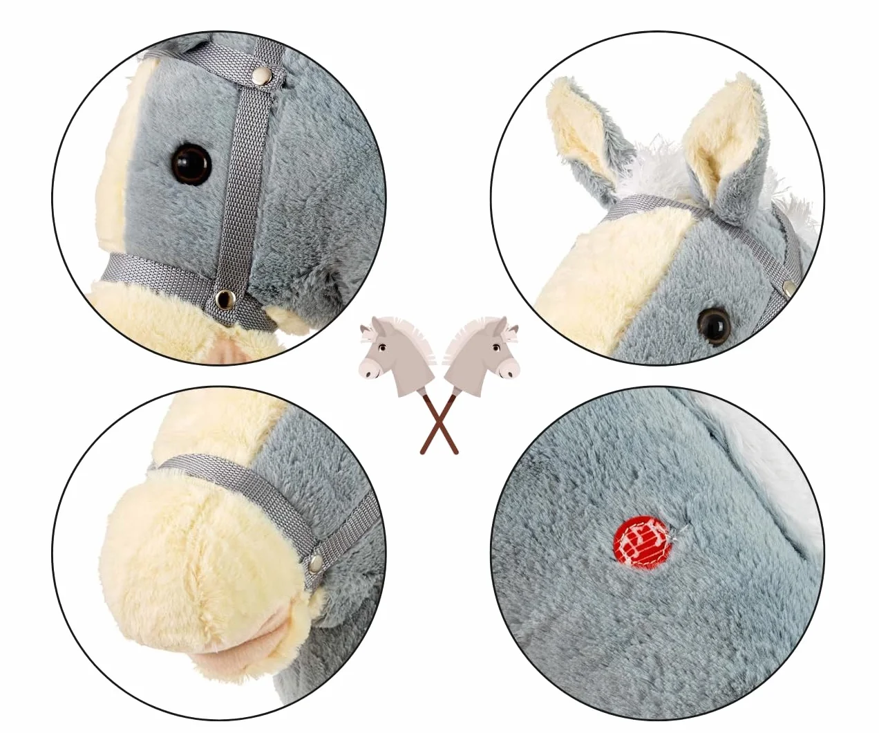 Milly Mally Hobby Koń na Kiju Light Pink hobby horse zabawka dla dzieci 18m+ (Grey)