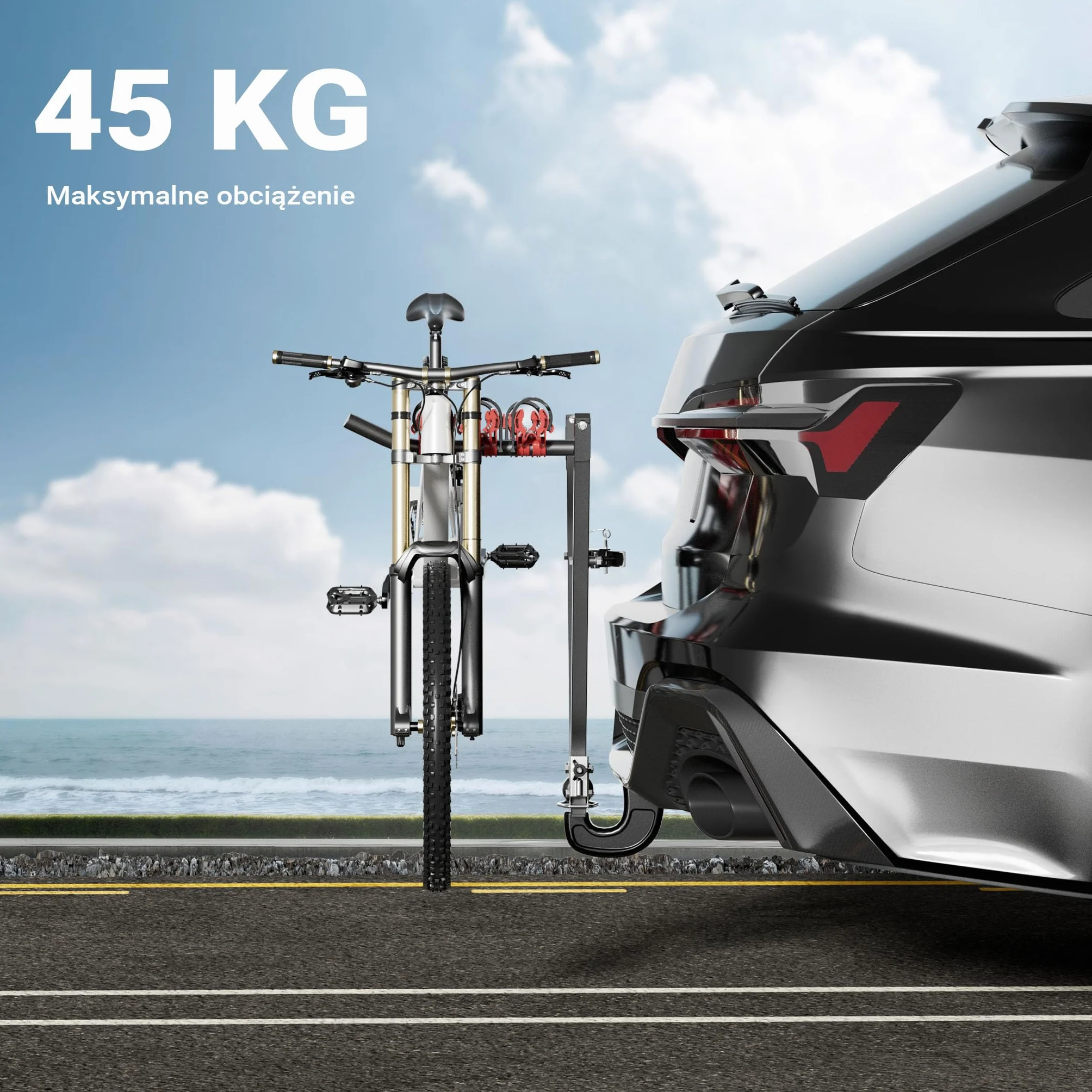 Wiltec Bagażnik rowerowy na 3 rowery na hak holowniczy 45 kg stal Q235