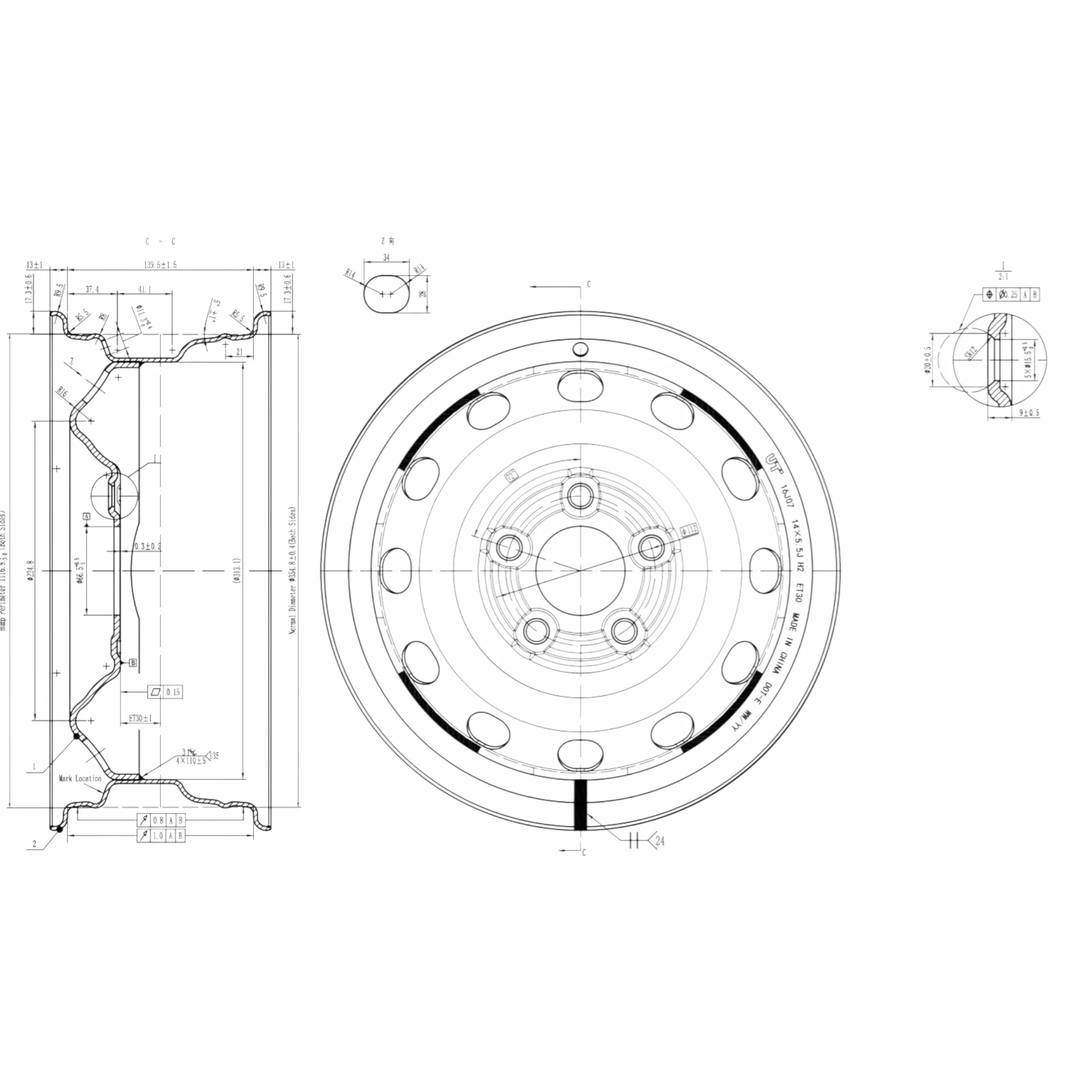 Felga stalowa do przyczep 14' 5 x 112 ET30