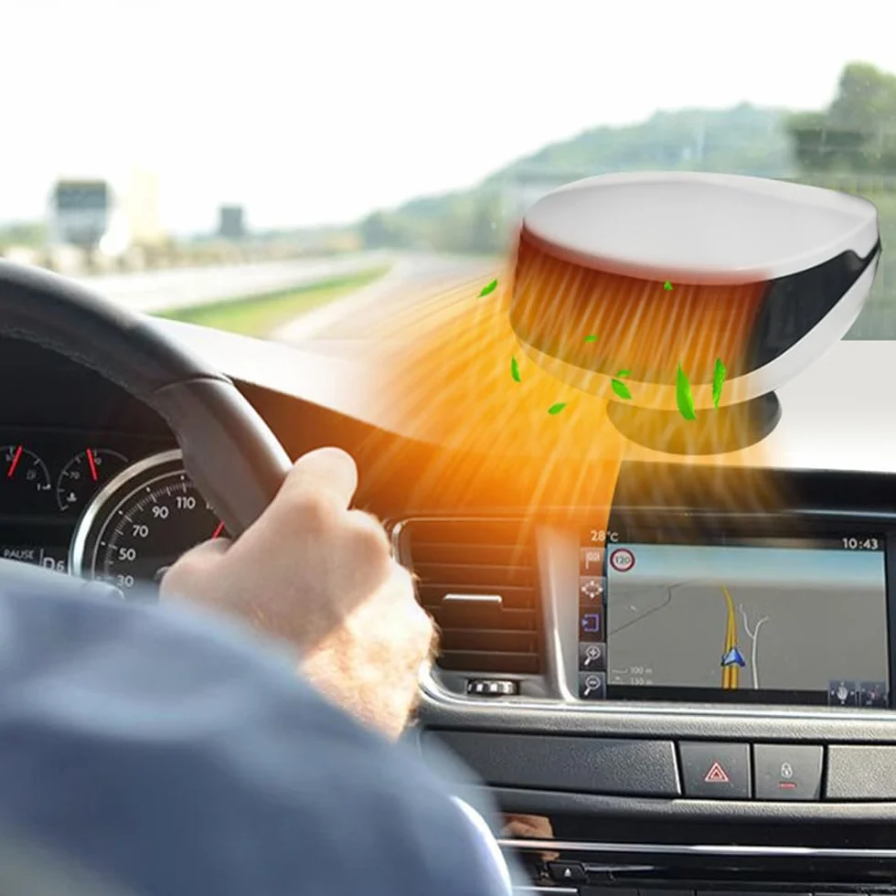 Przenośny termowentylator samochodowy 12V 120W 2w1 grzanie chłodzenie obrotowy 360°