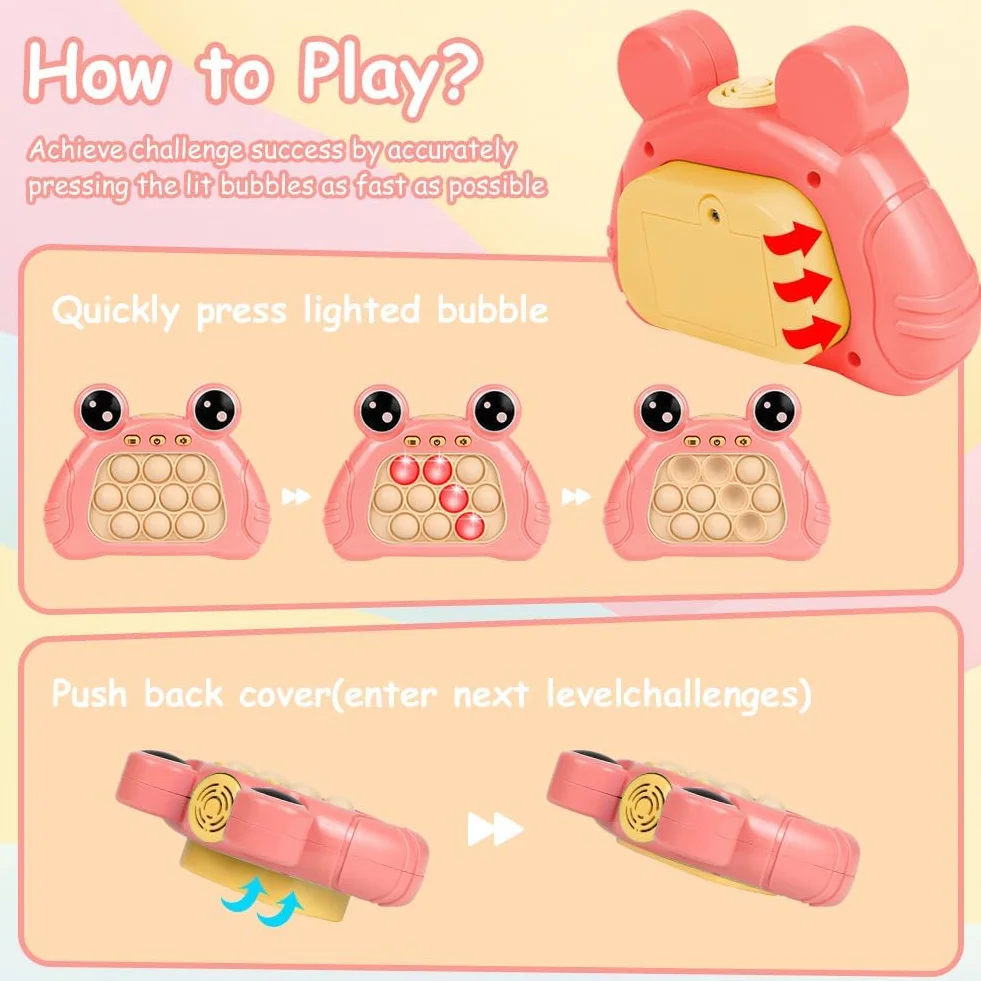 Ainiv Push Bubble Game, zabawka Push Pop It Fidget, ręczna, szybka gra push, Relieving Stres, Pop Fidget Game, stres i lęk - różowa