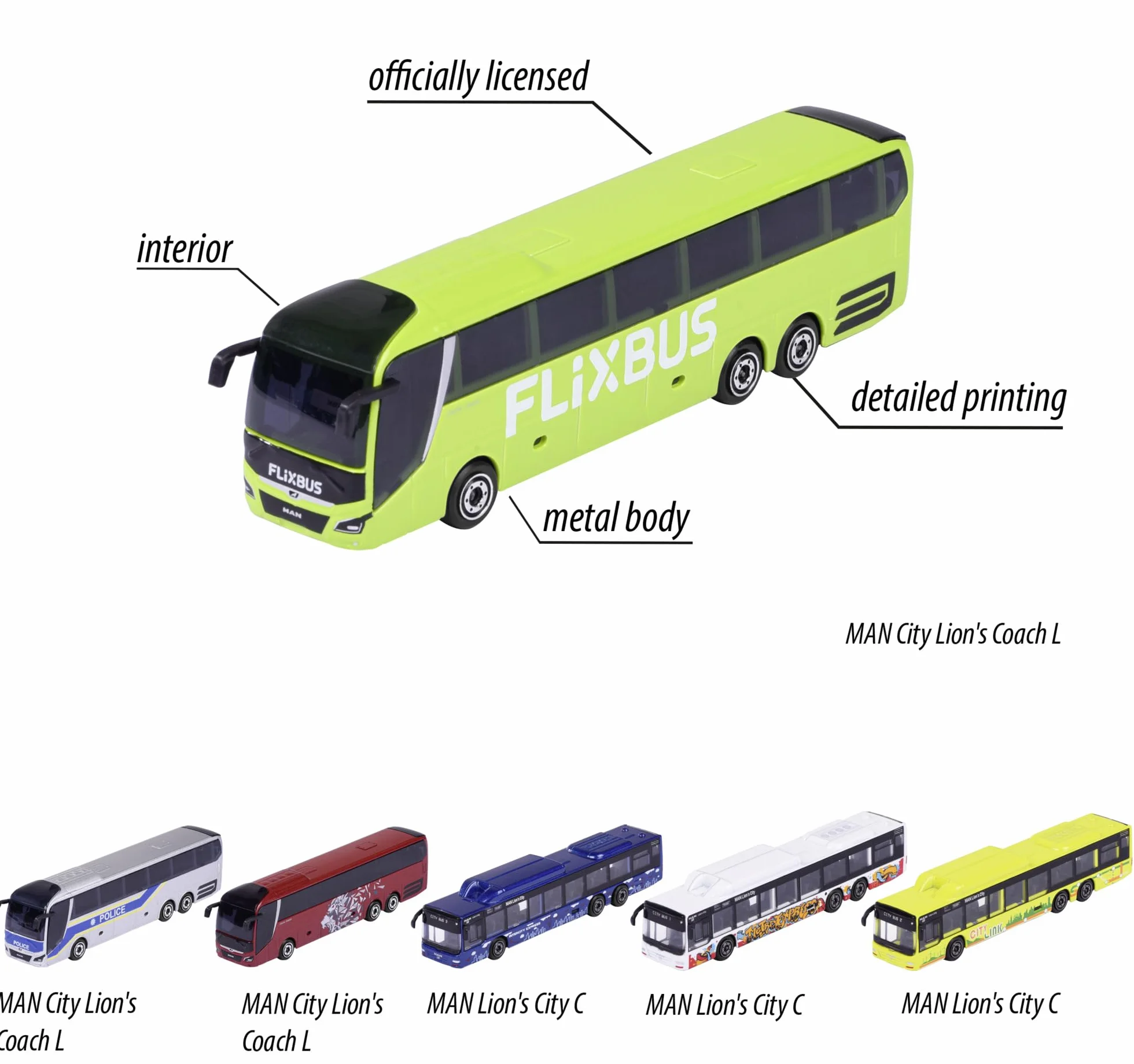 Majorette City Bus Model Autobusu, Wielokolorowy, 13 cm, 212053159