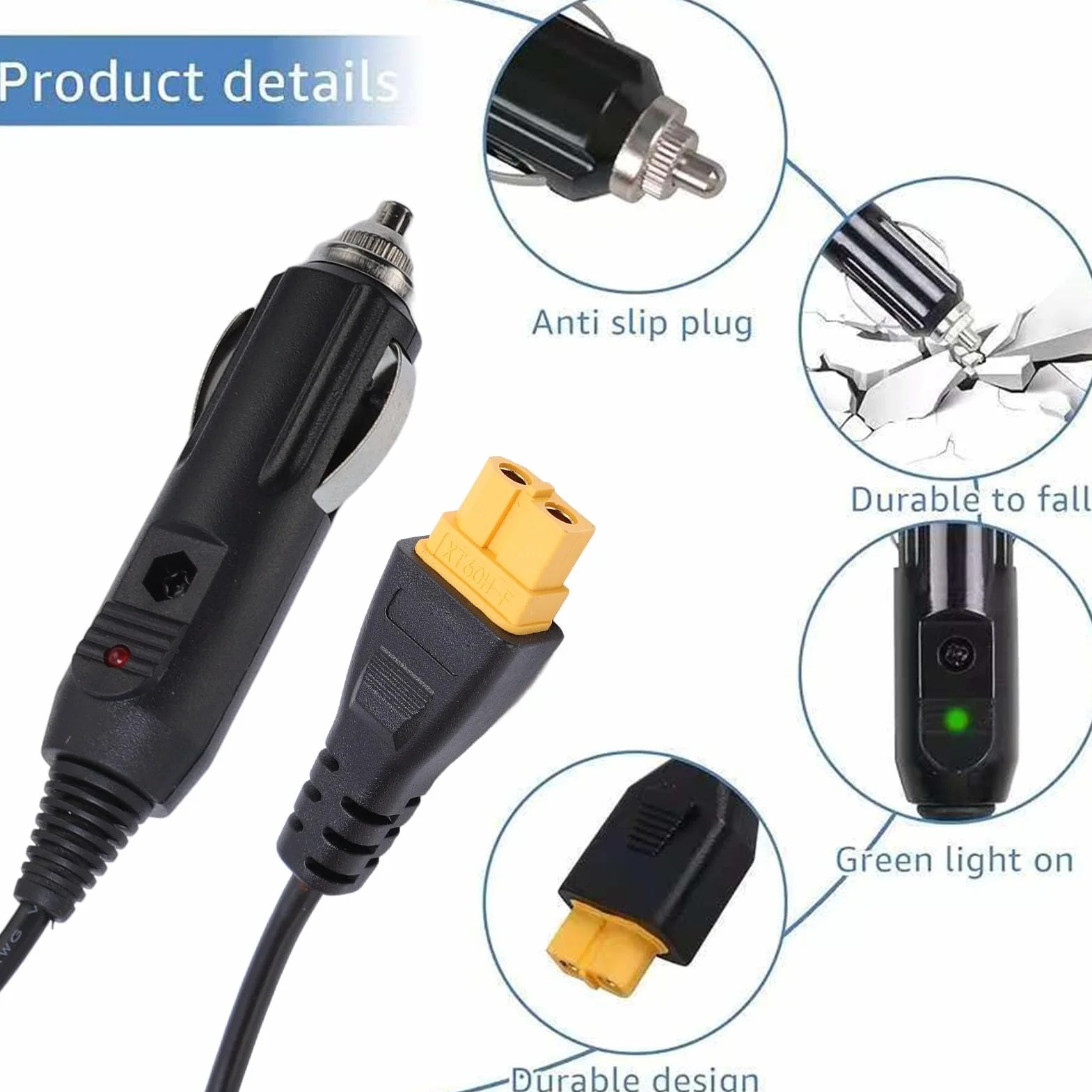 Lokujący Papieros do XT60 Kabel Złącza o Długości 300 Cm 18AWG Drut 9,84 Stóp Przedłużacz dla Entuzjastów RC Sporty na Zewnątrz 12V-24V Napięcie Wejściowe