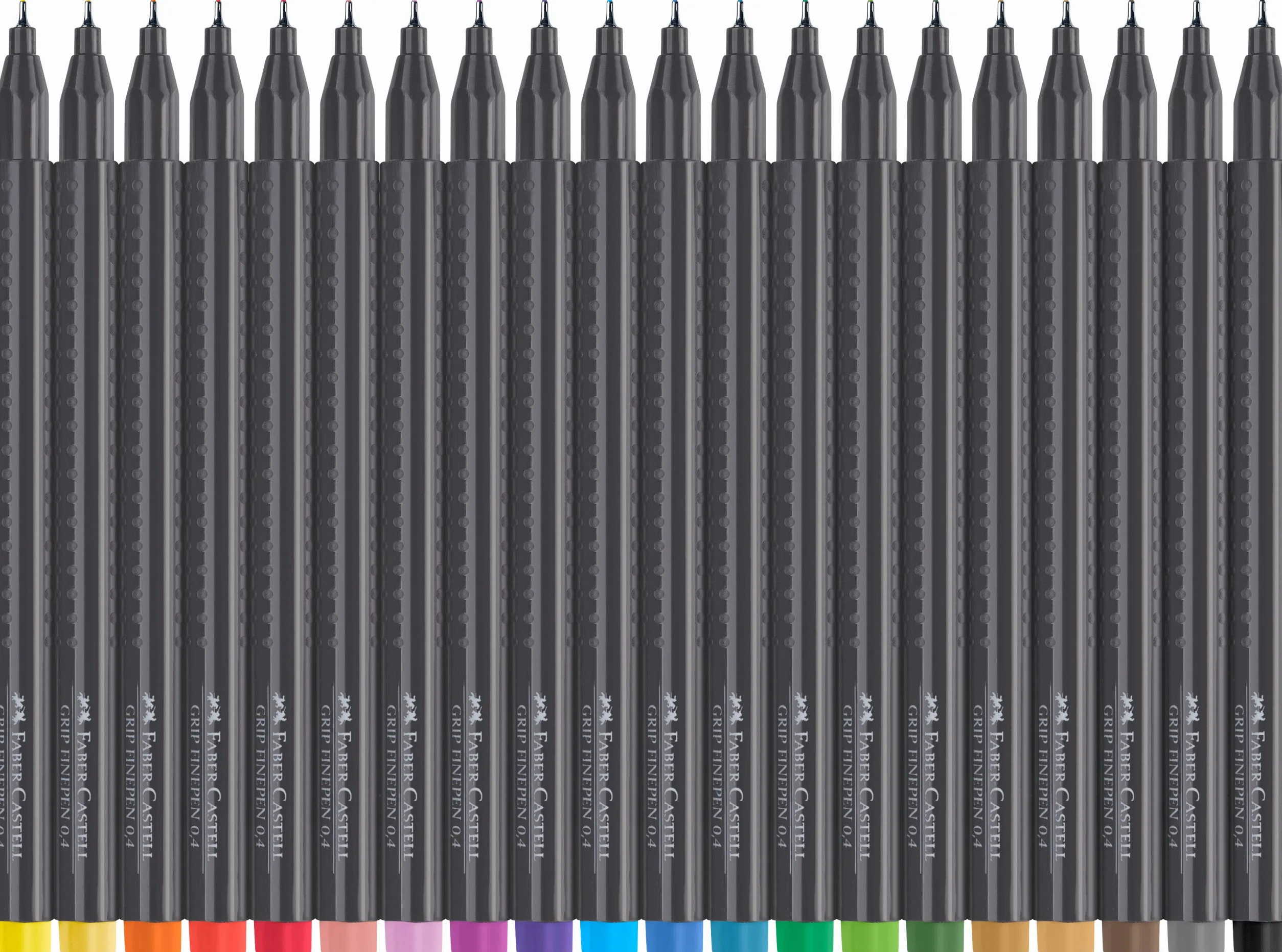 FABER-CASTELL 151630 – pudełko zawierające 30 pisaków Grip Fineliner, pisaki Fineliner 0,4 mm z ergonomicznym uchwytem, pisaki z cienką końcówką dla dorosłych