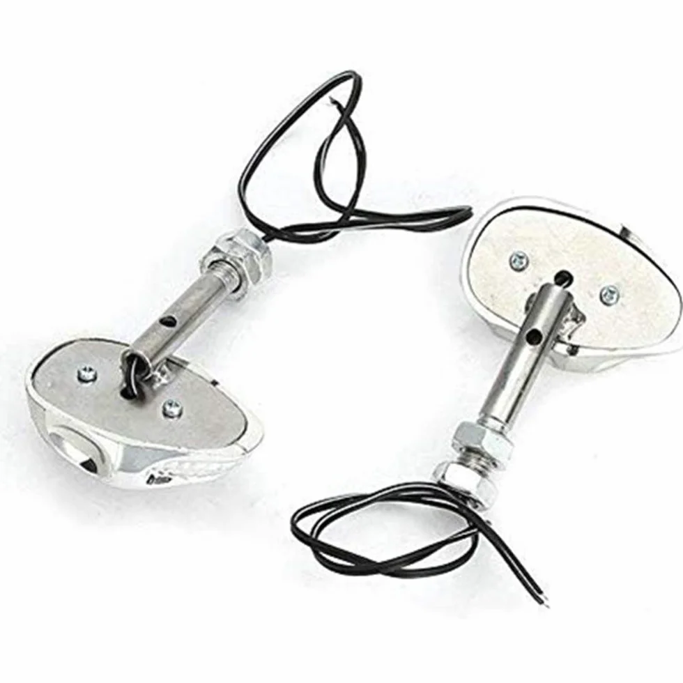 Para motocyklowa czaszka LED kierunkowskaz lampka kierunkowskazu do Hond-a Yamaha Kawasaki Suzuk-i Ducati Cruiser Bobber Chopper (chrom)