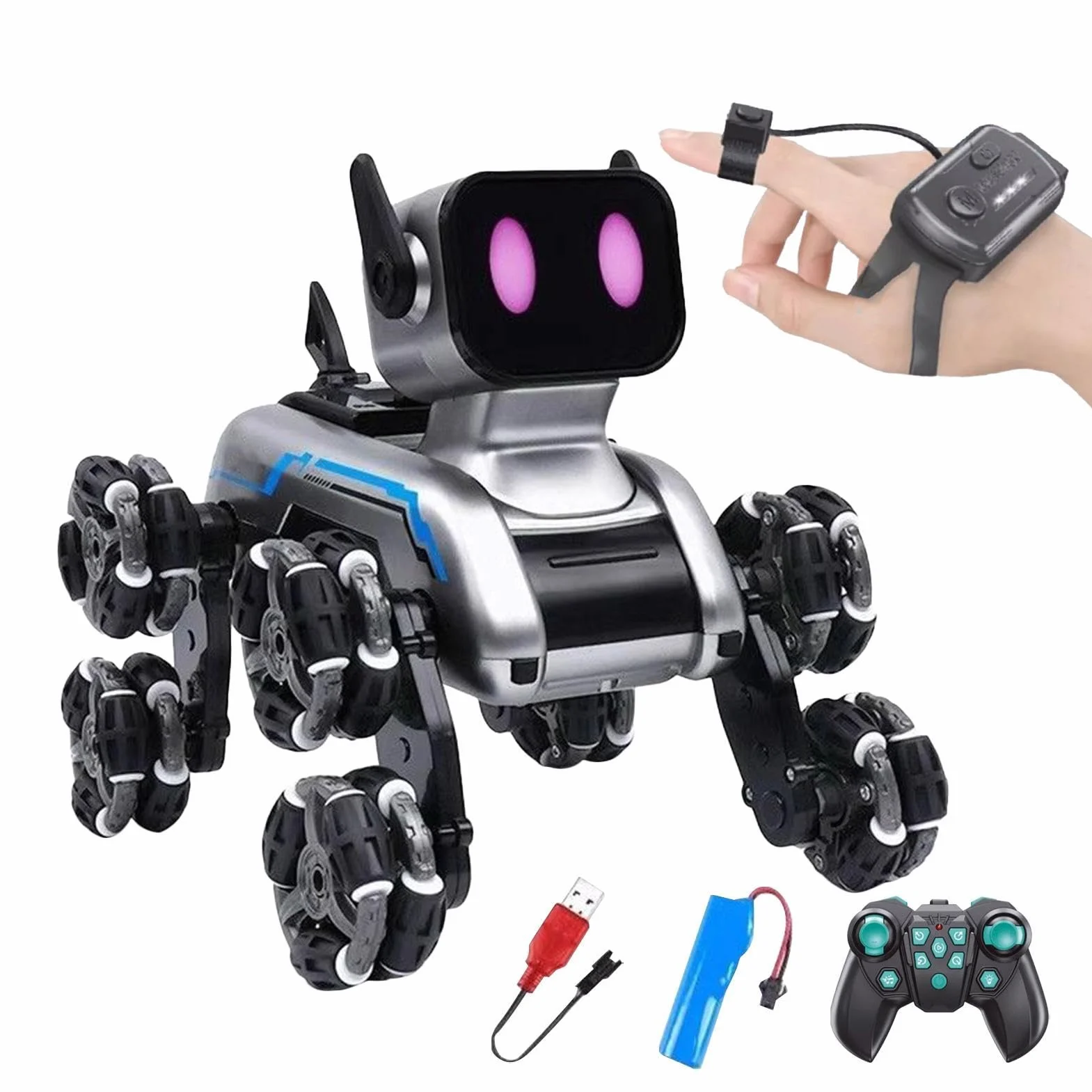 Zdalnie Sterowany Piesek,Zabawka Robotyczny Pies dla Maluchów - Ośmokołowy Robot Dla Dziewczynek I Chłopców Do Domu I Ogrodu Zabawki