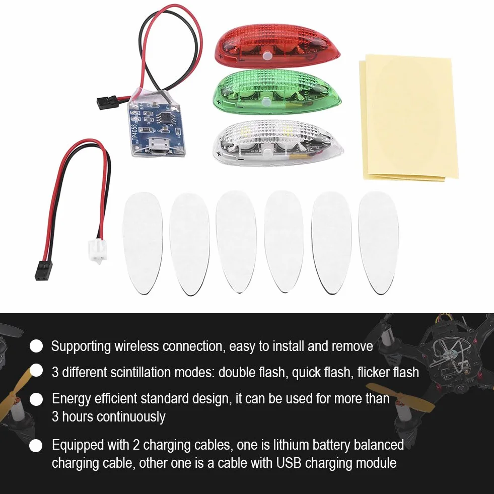 3 sztuk rc fix wing light, rc bezprzewodowe światło led do rc fix skrzydło samolot samolot helikopter
