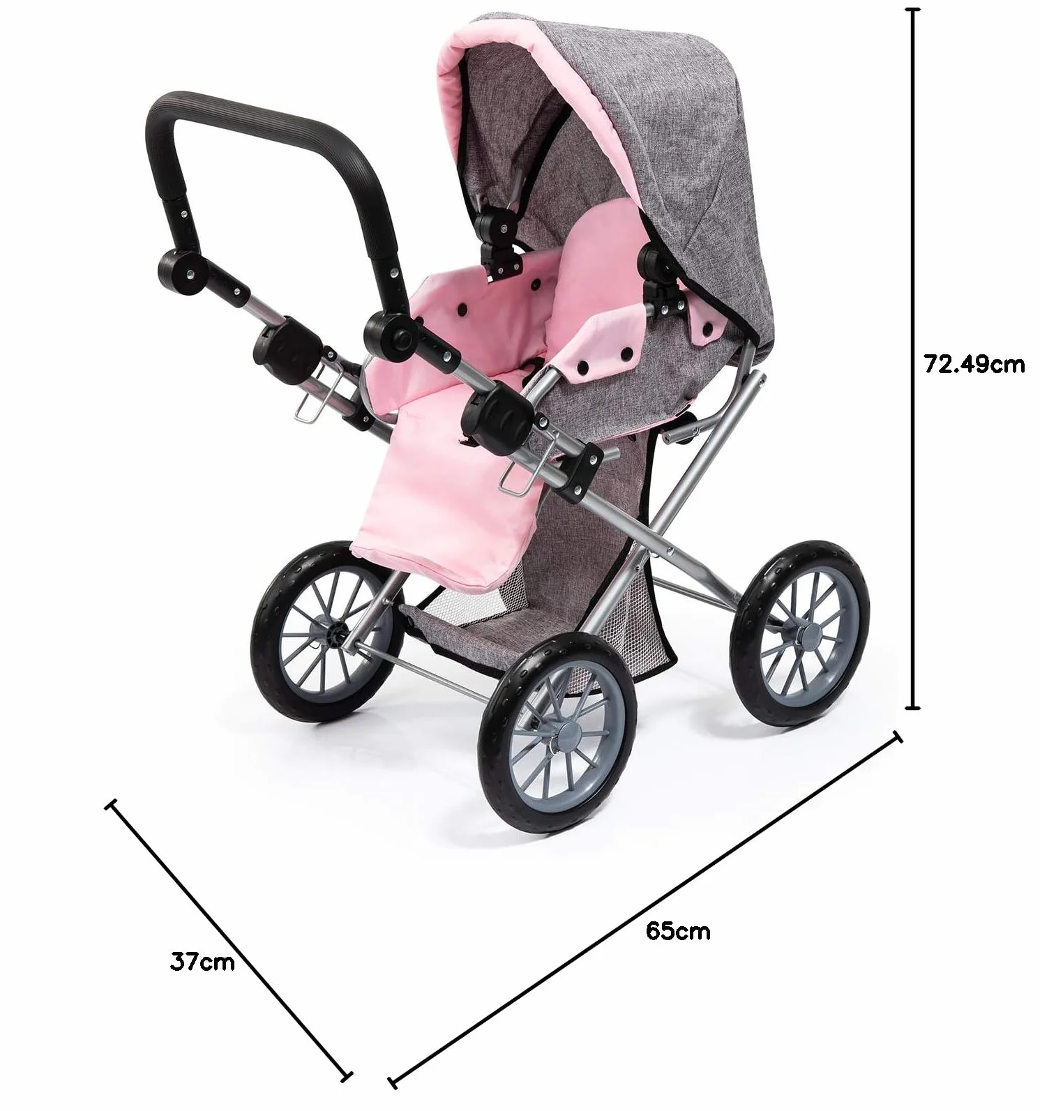 Bayer Design 13633AA Wózek dla lalek City Star combi, zdejmowaną gondolą i torbą na ramię, regulacją wysokości, wymienic na wózek do joggingu, niebieski, szary, motylkiem