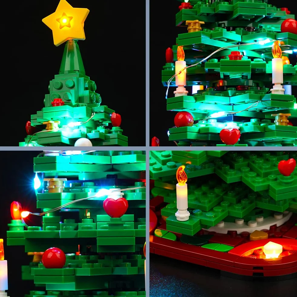 BrickBling Aktualizacja wersja zestaw oświetleniowy LED, kompatybilny z choinką Lego (nie jest to model), zestaw oświetlenia dekoracyjnego do klocków 40573, kreatywne lampki do zabawek